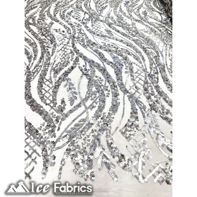 Embroidered Beaded Sequin Fabric Shiny