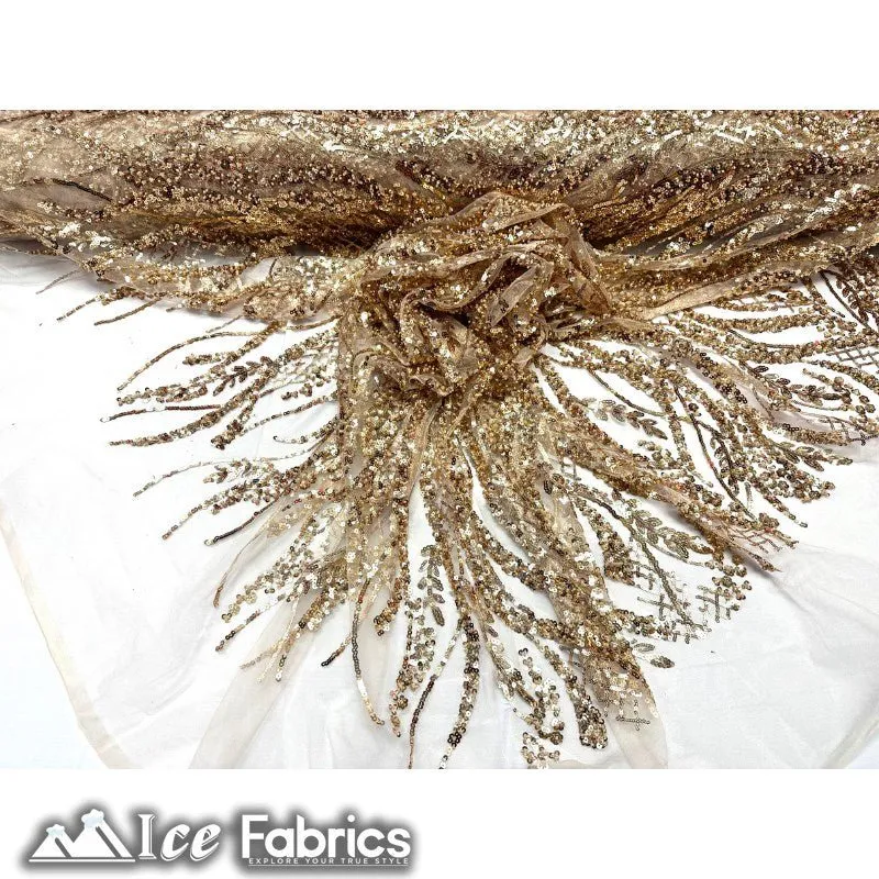 Embroidered Beaded Sequin Fabric Shiny