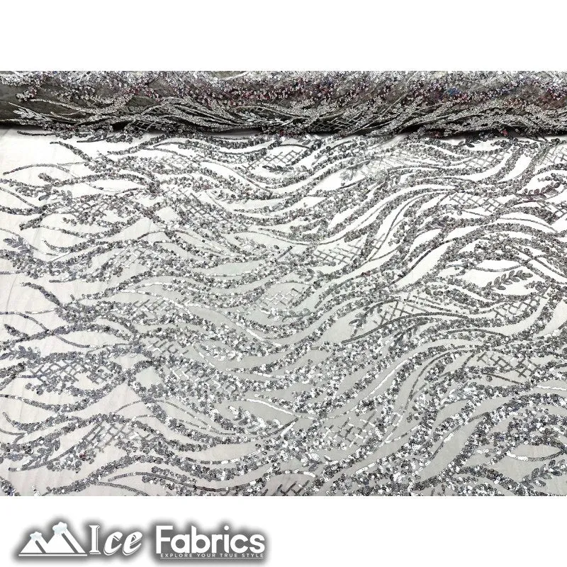 Embroidered Beaded Sequin Fabric Shiny