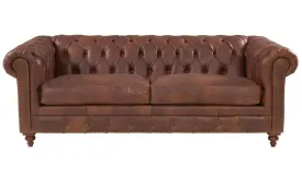 Euro Bonded Leather Chesterfield  3 Seater Sofa