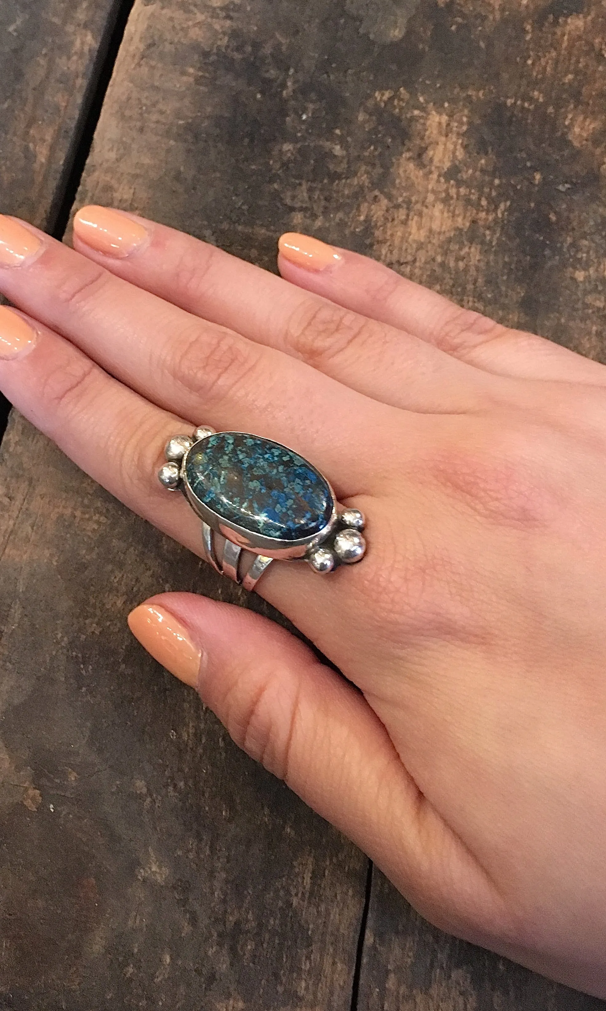 FEELING BLUE Chimney Butte Sterling Silver & Bisbee Turquoise Ring, Size 9