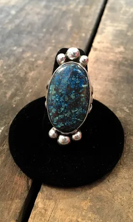 FEELING BLUE Chimney Butte Sterling Silver & Bisbee Turquoise Ring, Size 9