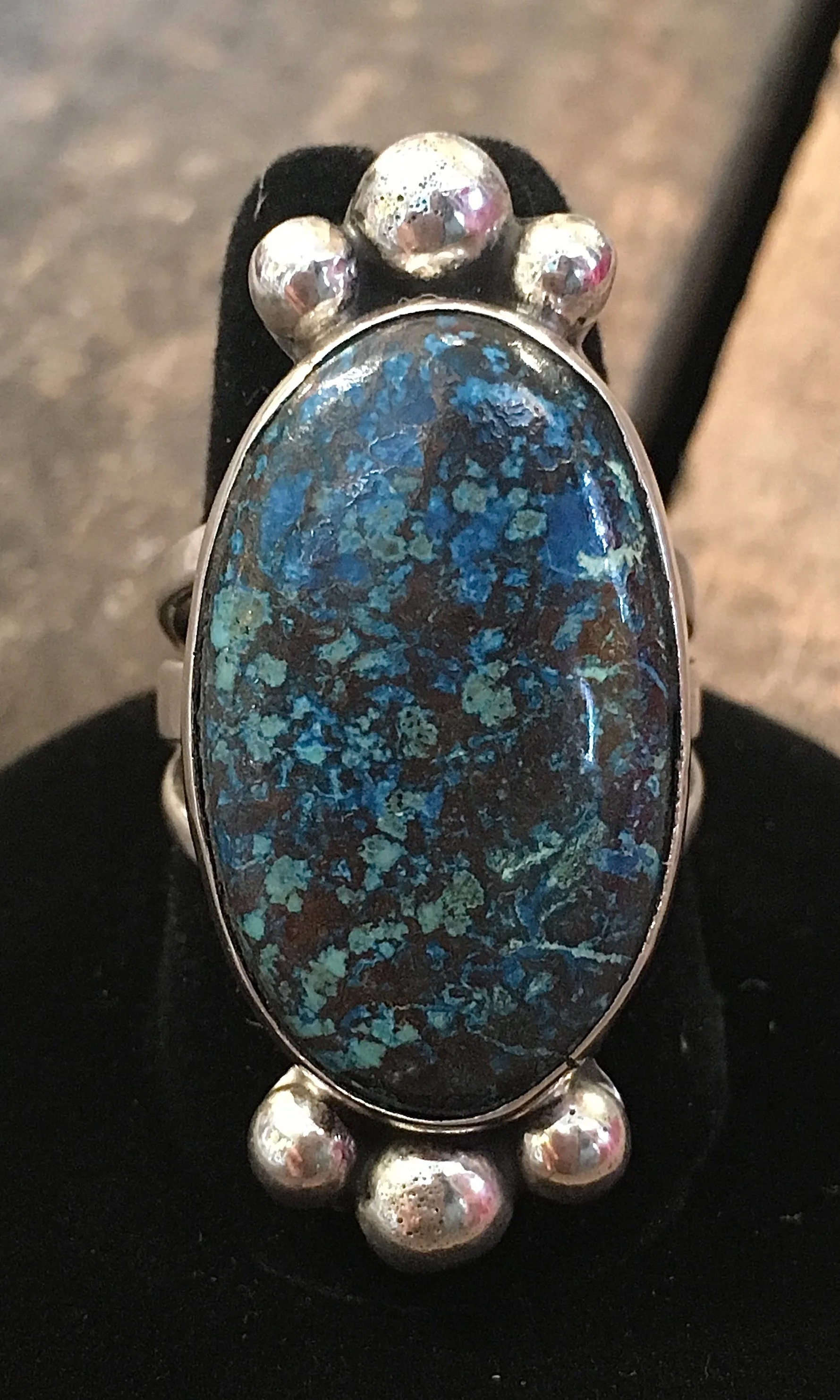 FEELING BLUE Chimney Butte Sterling Silver & Bisbee Turquoise Ring, Size 9