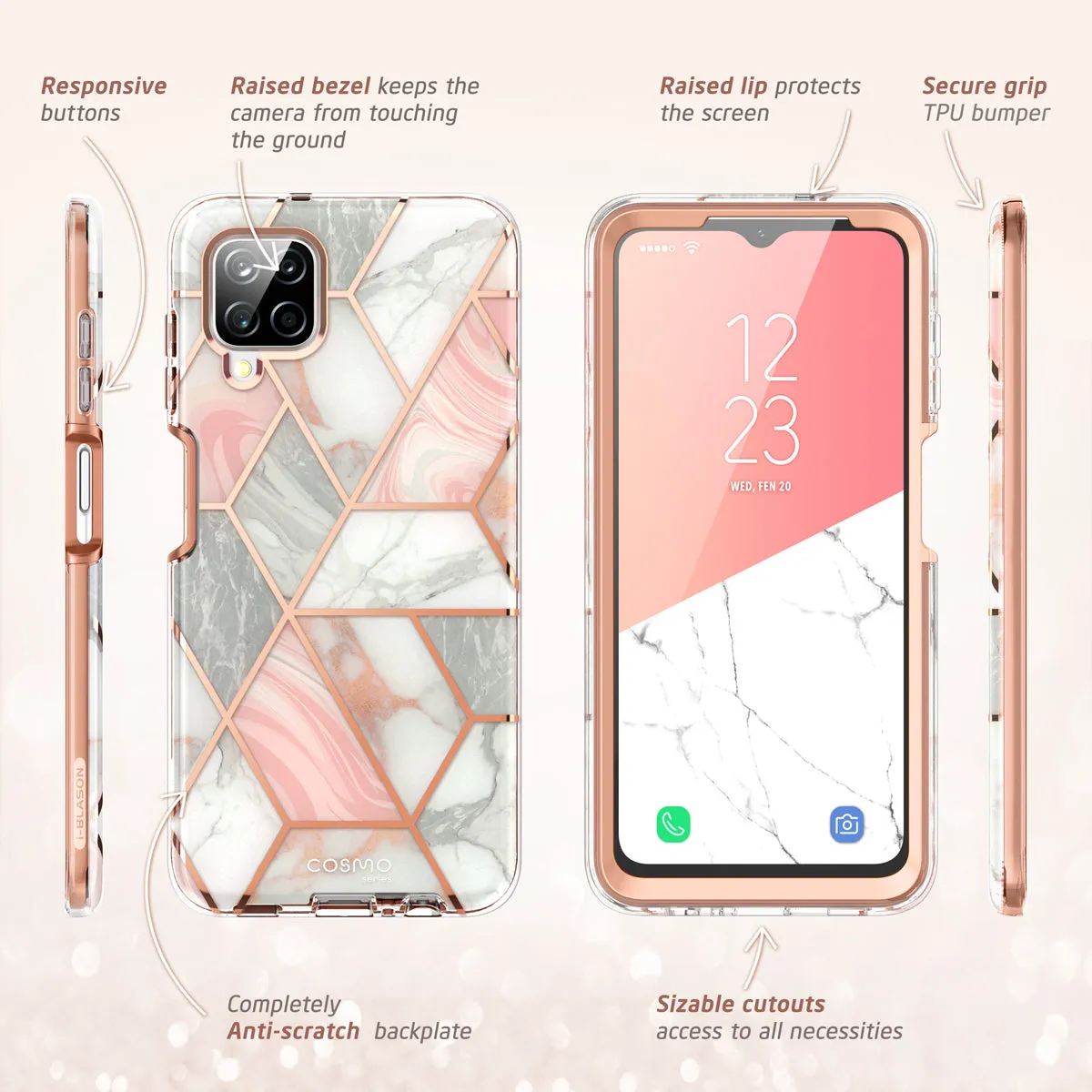 Galaxy A12 Cosmo Case(open box) - Marble Pink