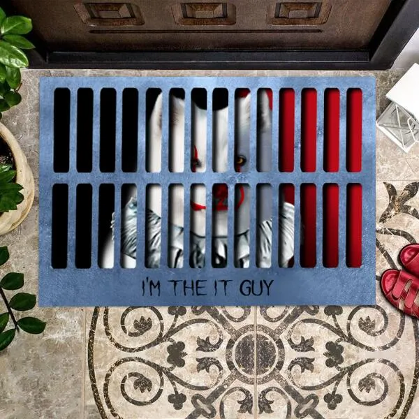 Halloween Dog Pennywise Personalized Doormat - Dog and Text can be customized