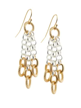 Handmade 3 Strand 2 Tone Rolo Chain Earrings