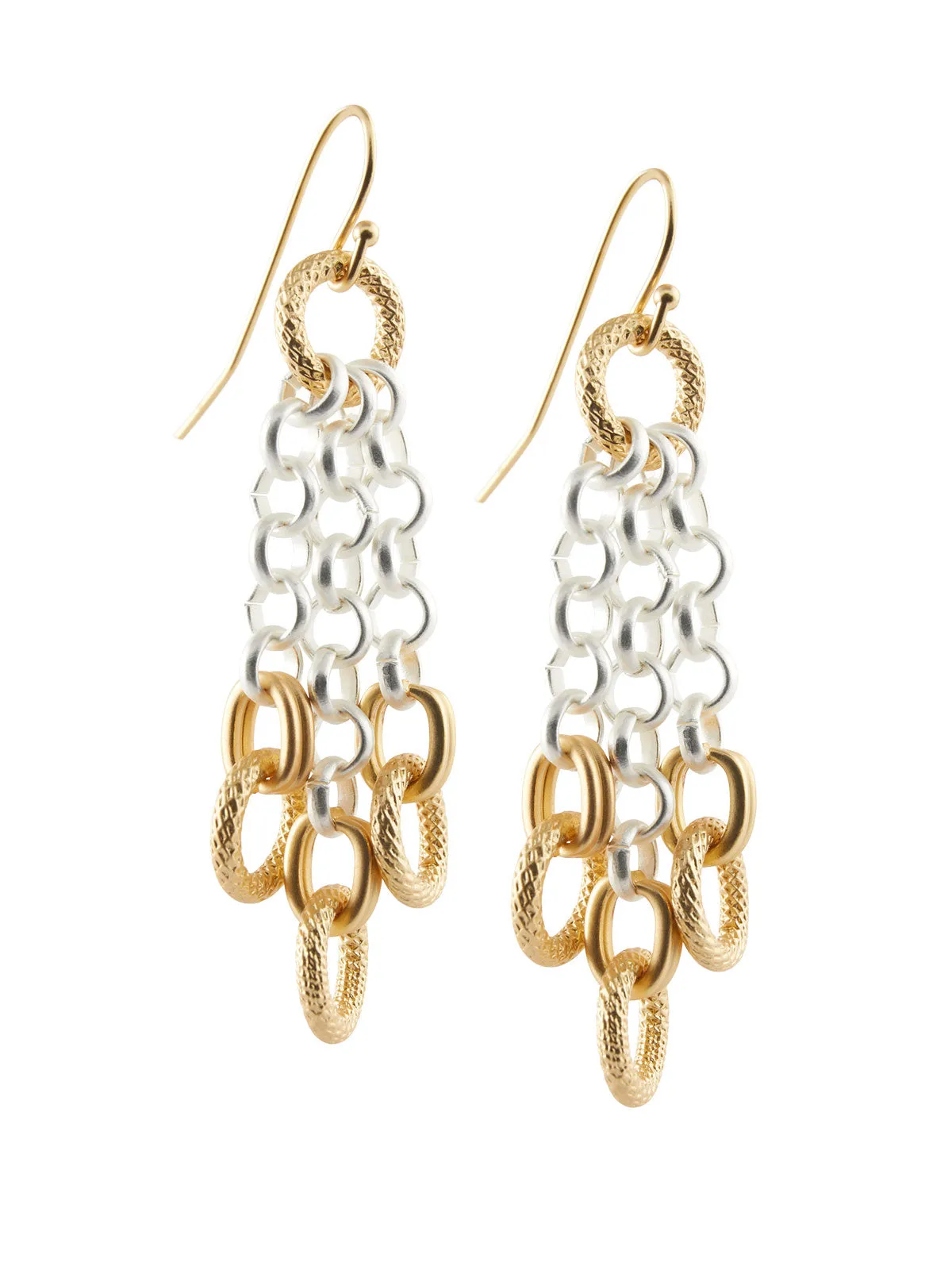 Handmade 3 Strand 2 Tone Rolo Chain Earrings