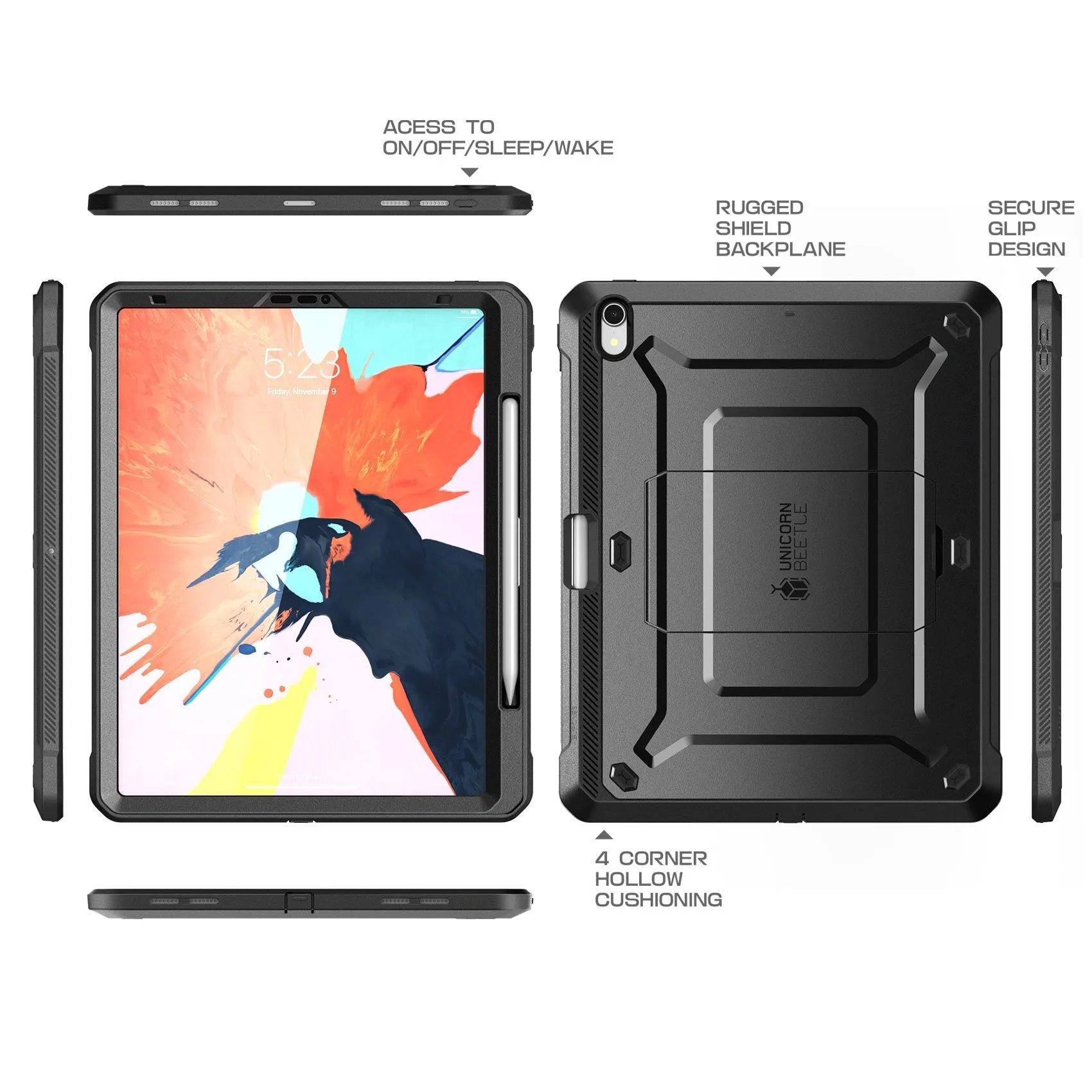 iPad Pro 12.9 inch (2018) Unicorn Beetle Pro Full Body Case (Apple Pencil compatible)(open box)-Black