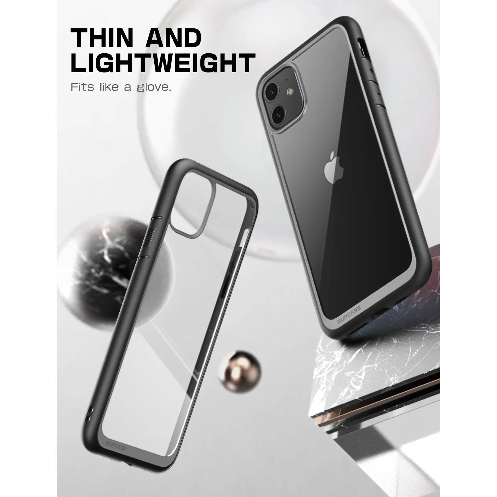 iPhone 11 6.1 inch Unicorn Beetle Style Slim Clear Case(open box)-Black