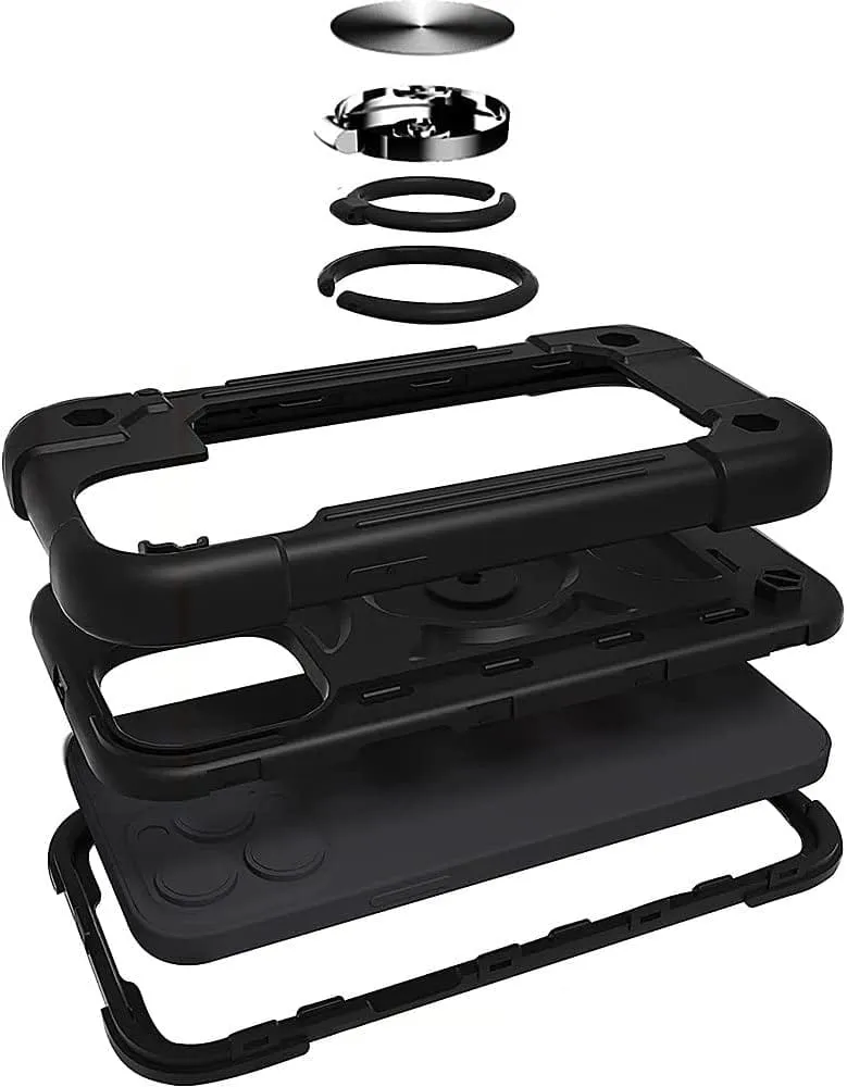 iPhone 14 Plus 6.7-inch Protection Kit Bundle - DualShock Case with Tempered Glass Screen and Camera Protector - Black