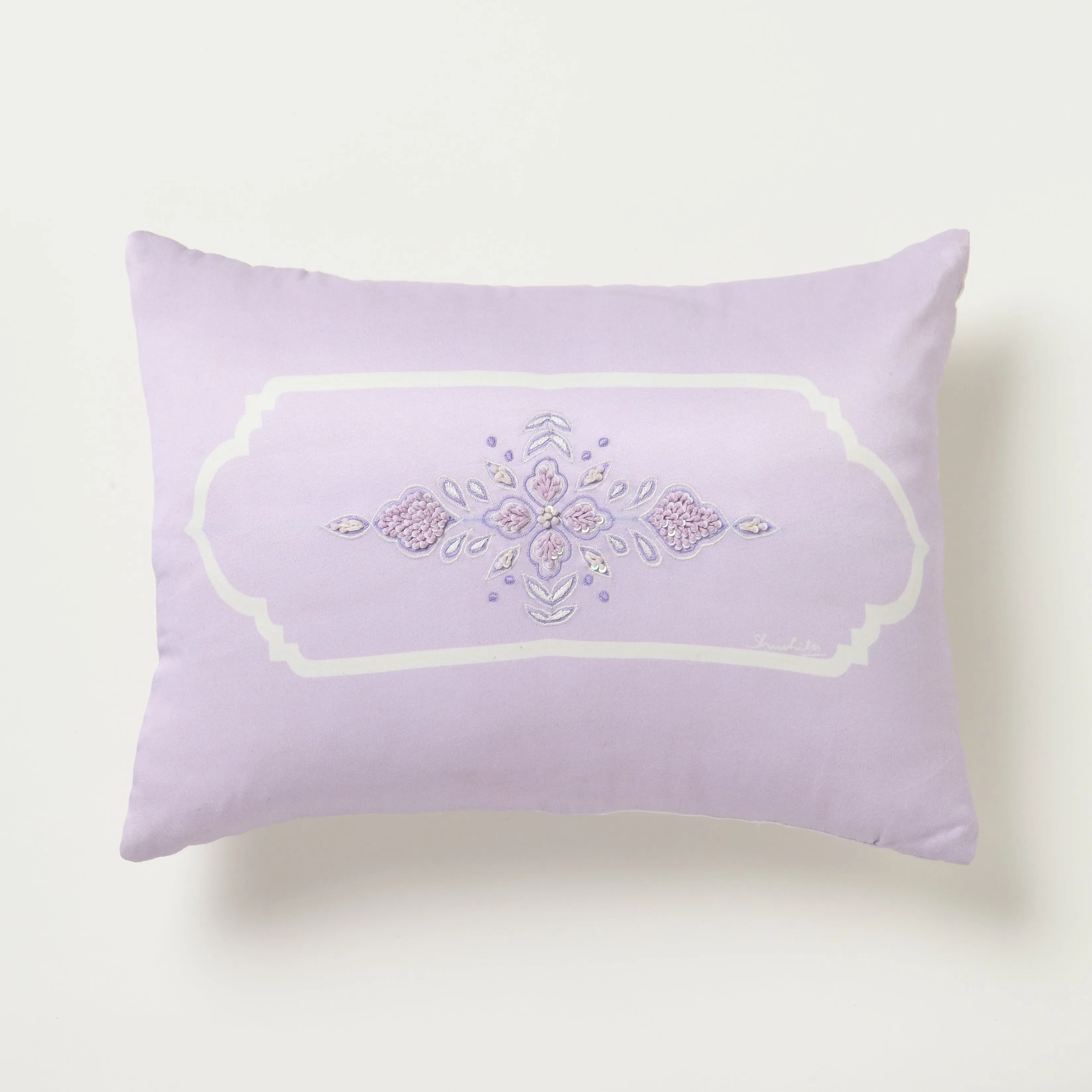 Jharoka Accent Embroidered Rectangular Cushion DEEP JADE