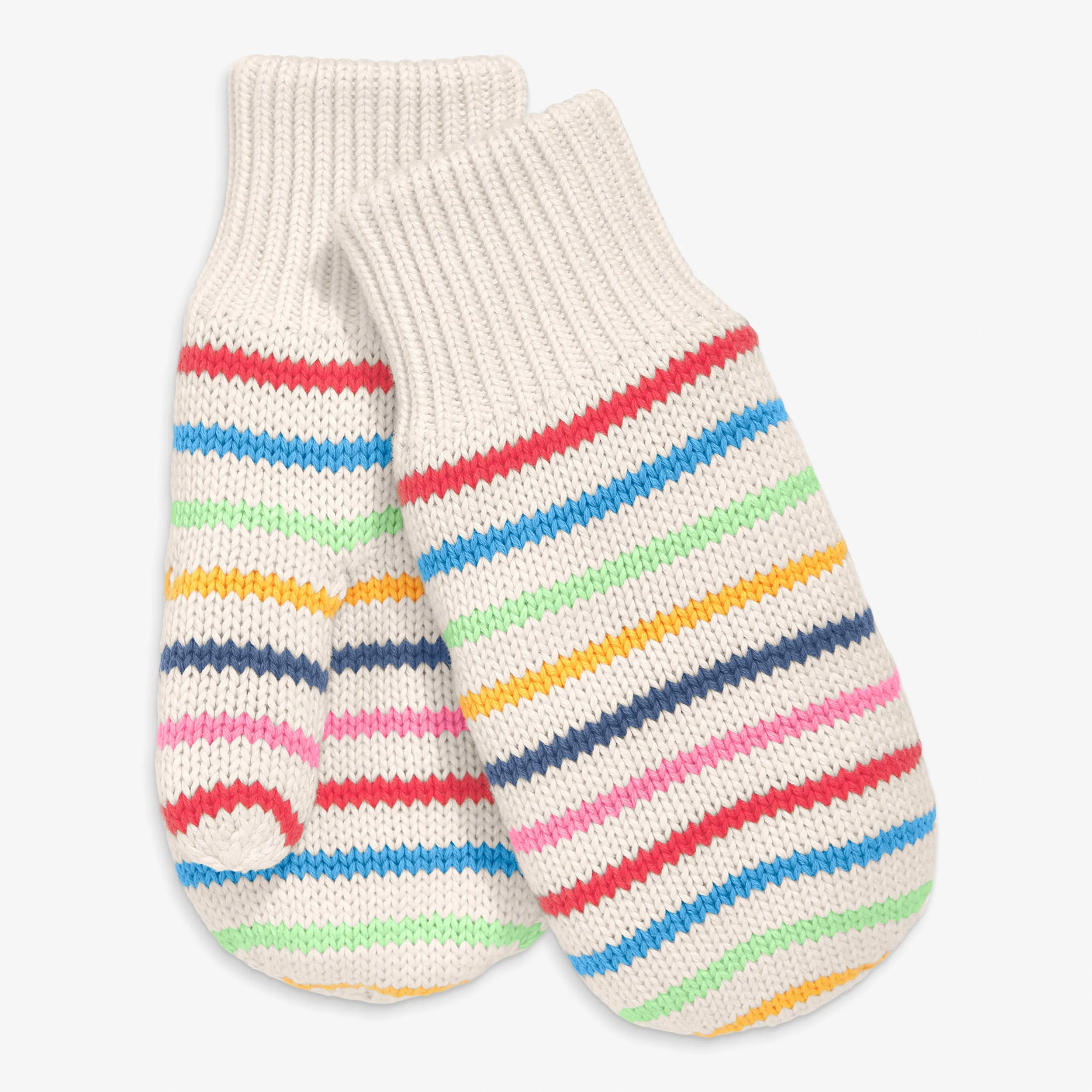Kids fleece-lined rainbow stripe mittens