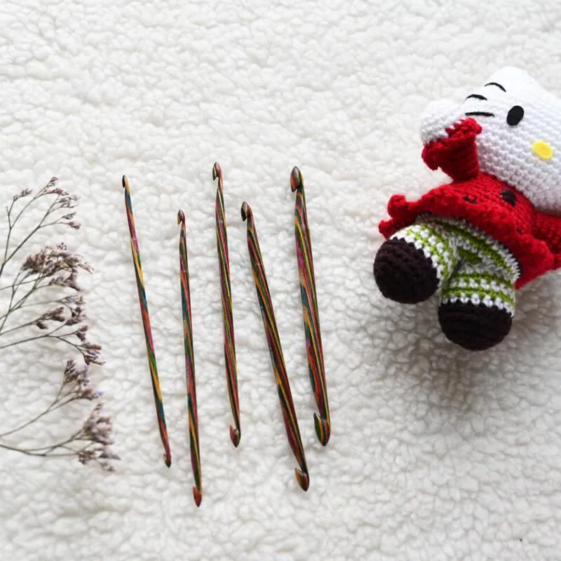 KnitPro Symfonie Wood Double Ended Crochet Set (3.0-3.5, 4.0-4.5, 5.0-5.5, 6.0-6.5, 7.0-8.0mm) (20730)