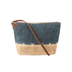 KomalC Stylish Slingbag for Women -made with high-quality Jute & Premium Buffalo Leather accents | Woven Shoulder Bag | Summer Bag for everyday use (Delphinium)