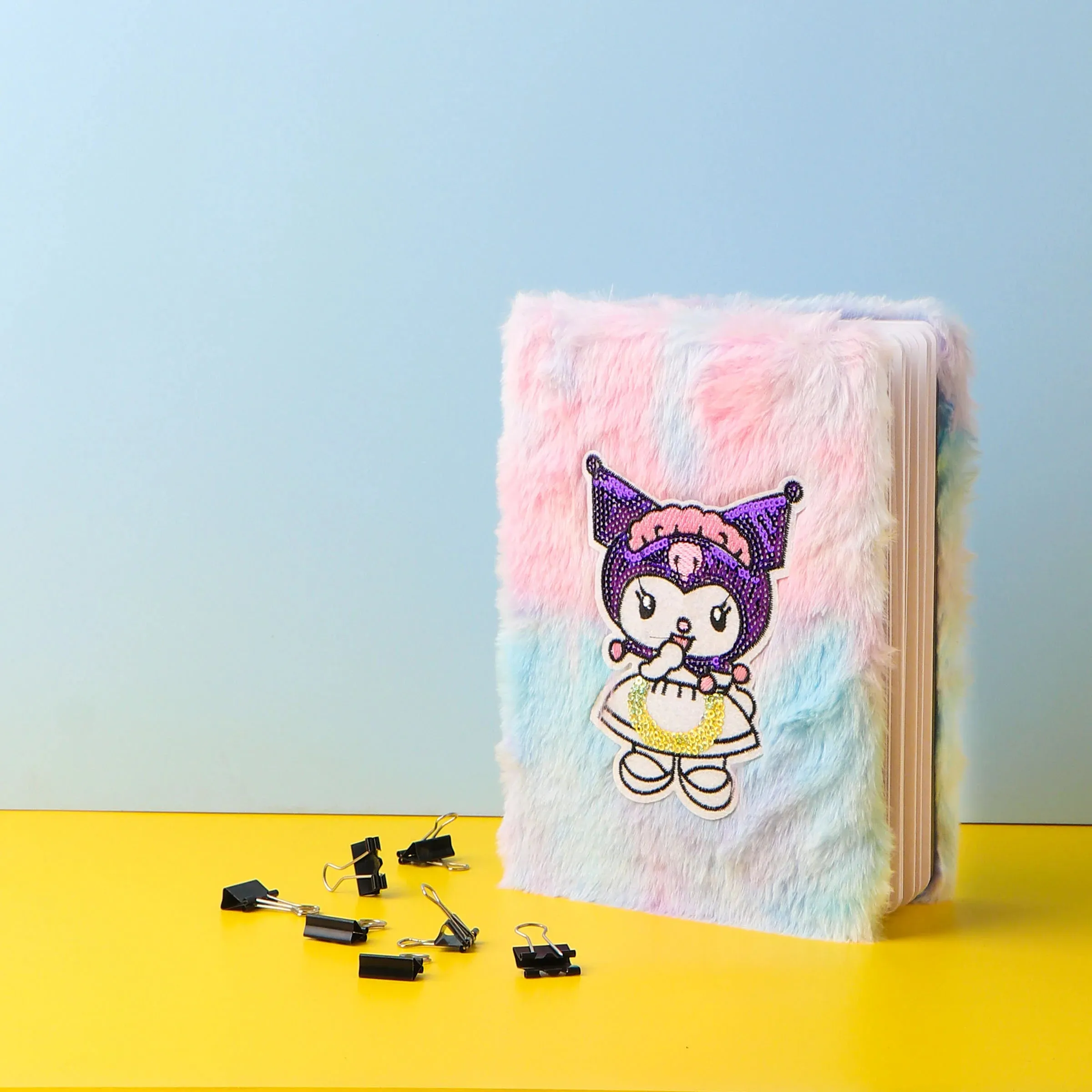 Kuromi Series Embroidered  Fur Notebook Diary