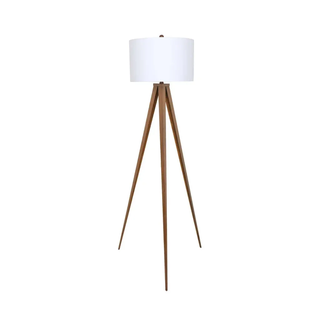 LAMP FLOOR-BROWN METAL TRIPOD-WHITE SHADE 153cm