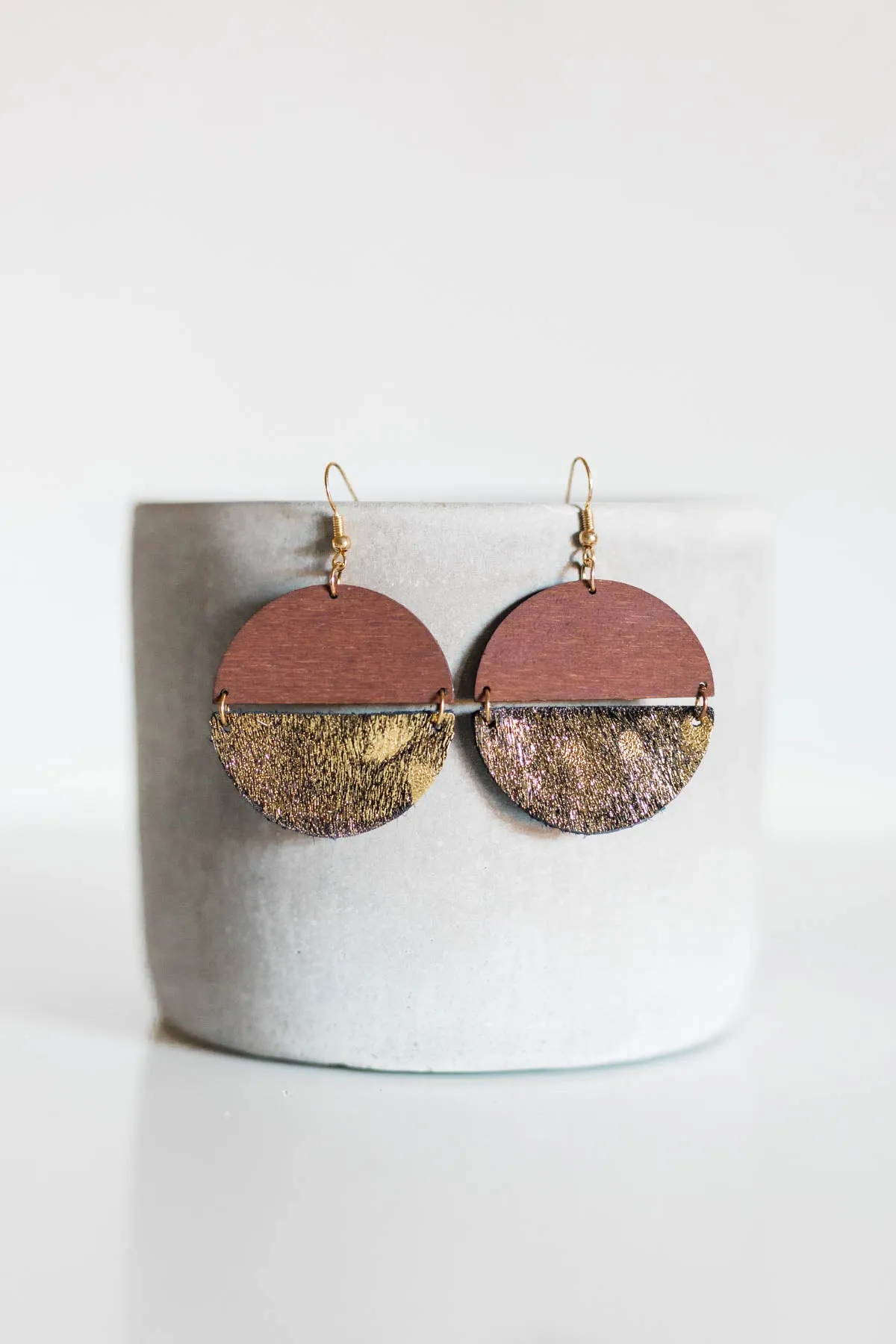 Leather & Wood Earrings | 3 Styles