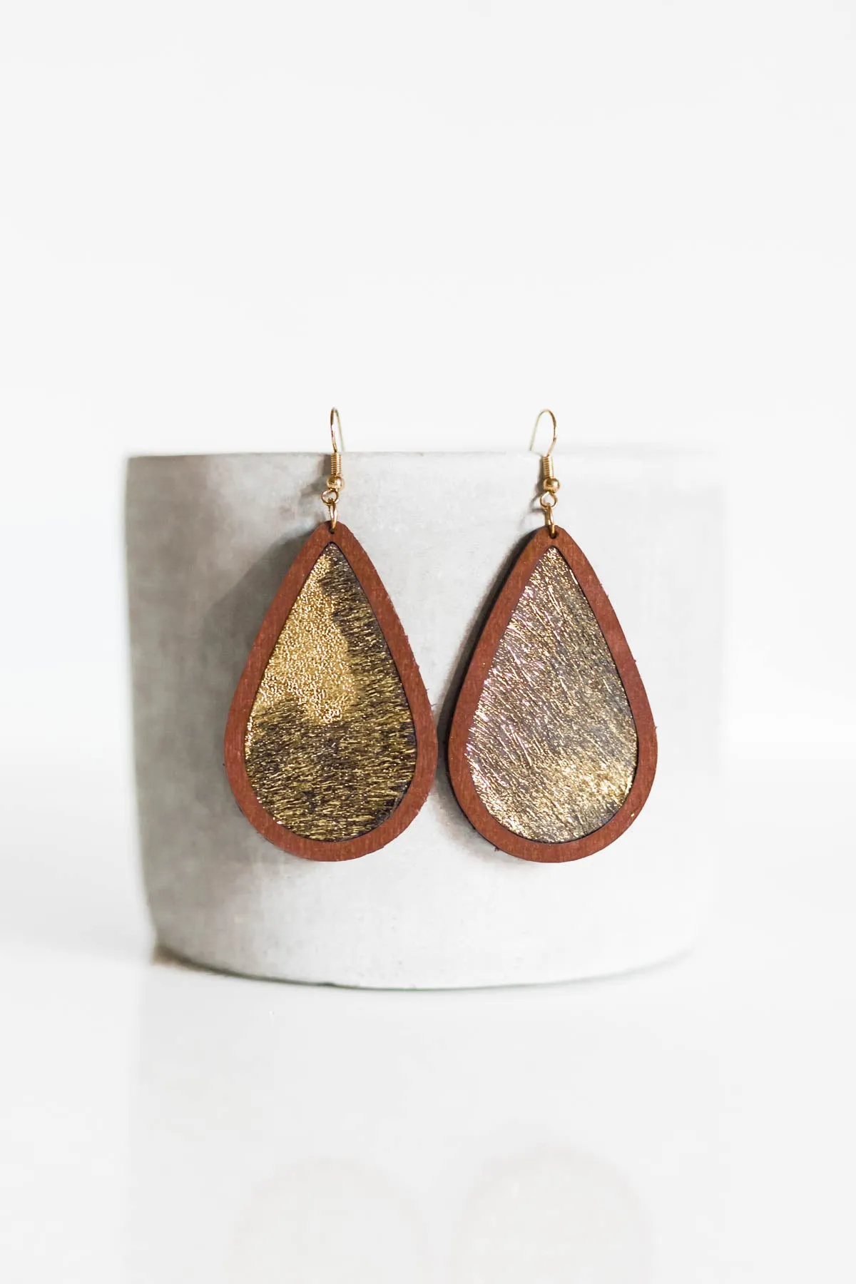 Leather & Wood Earrings | 3 Styles
