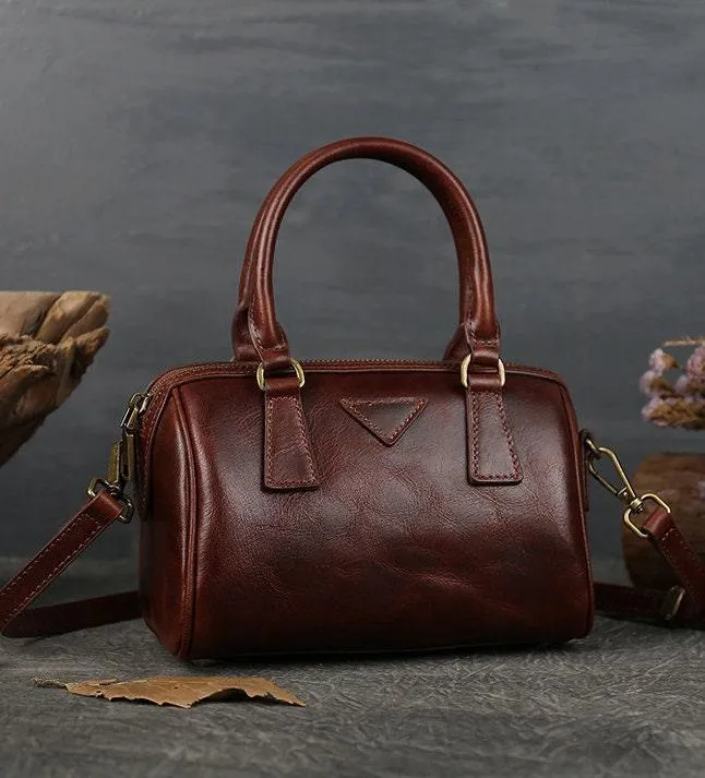 Leather Boston Bag, 3 Colours Leather Handbag, Handmade Leather Bag, Woman's Brown, Black Leather Bag, Small Floto Bag, Crossbody Bag