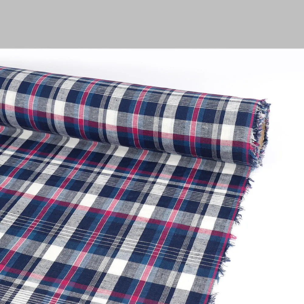 Lightweight Cotton Plaid - Fuschia / Blue