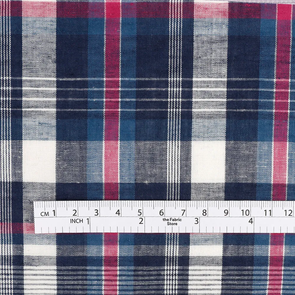 Lightweight Cotton Plaid - Fuschia / Blue