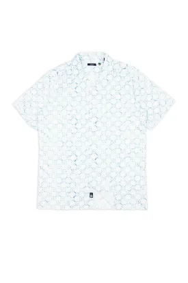 Malibu Blue Stencil Button Up