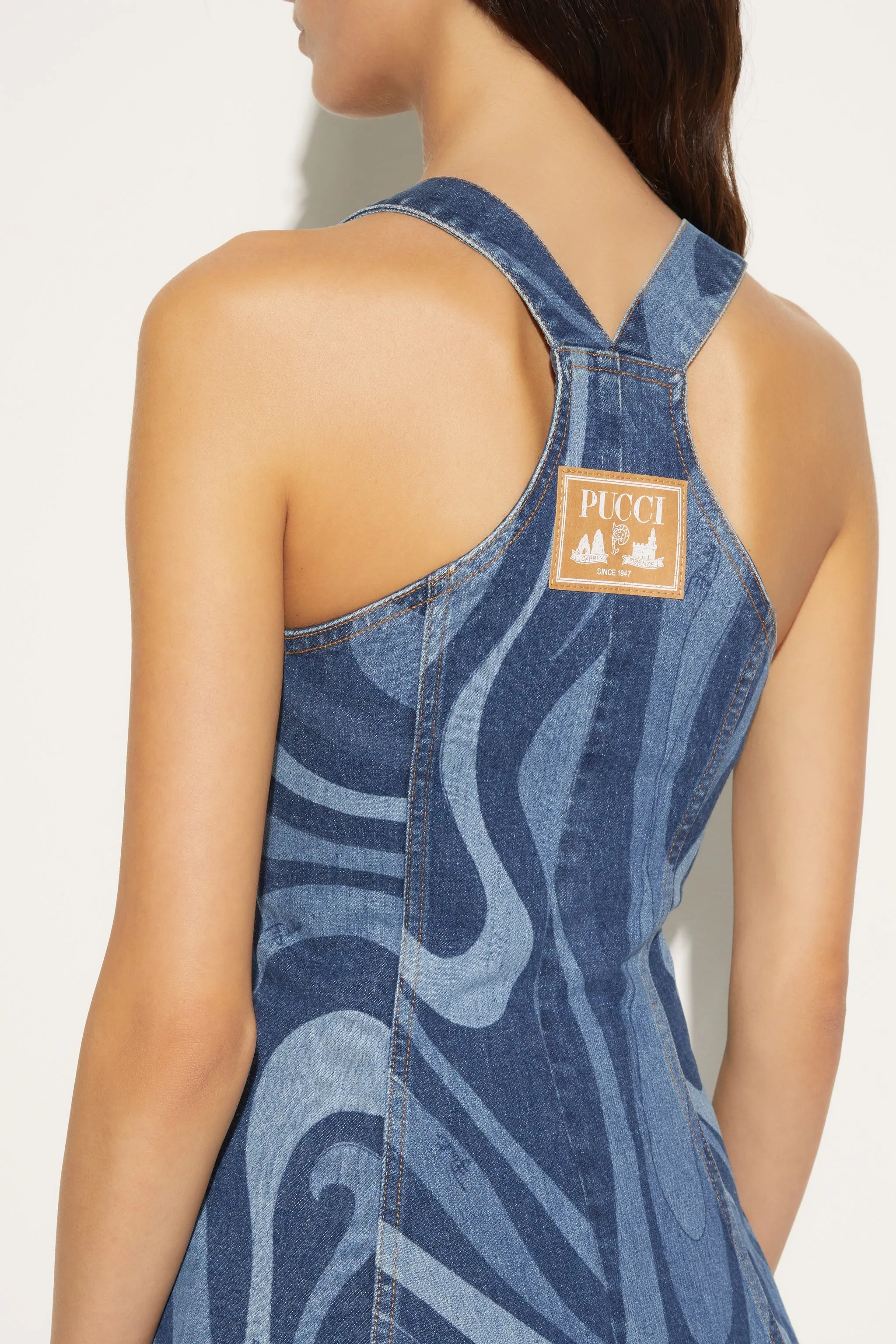 Marmo-Print Denim Dress