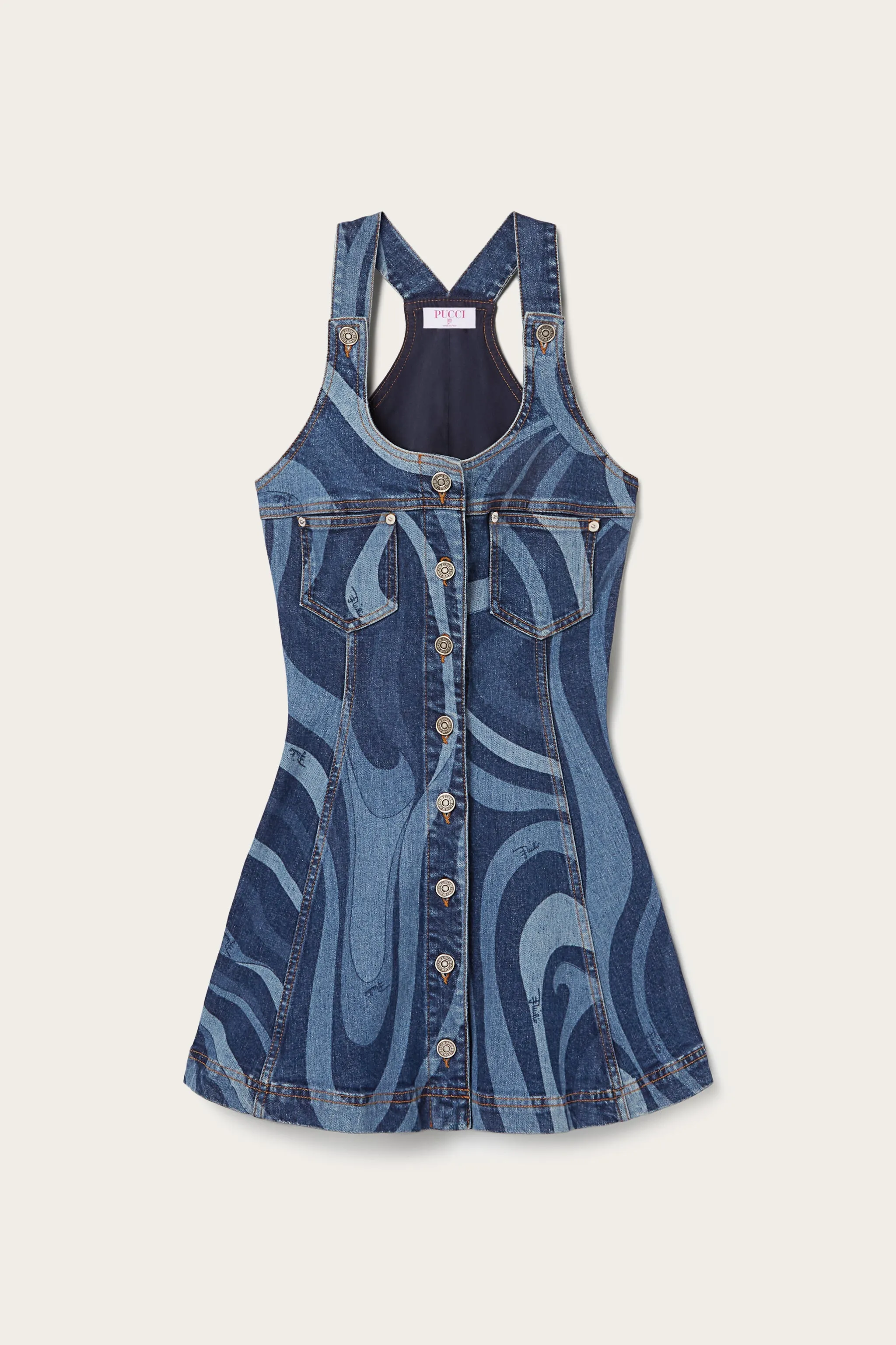 Marmo-Print Denim Dress