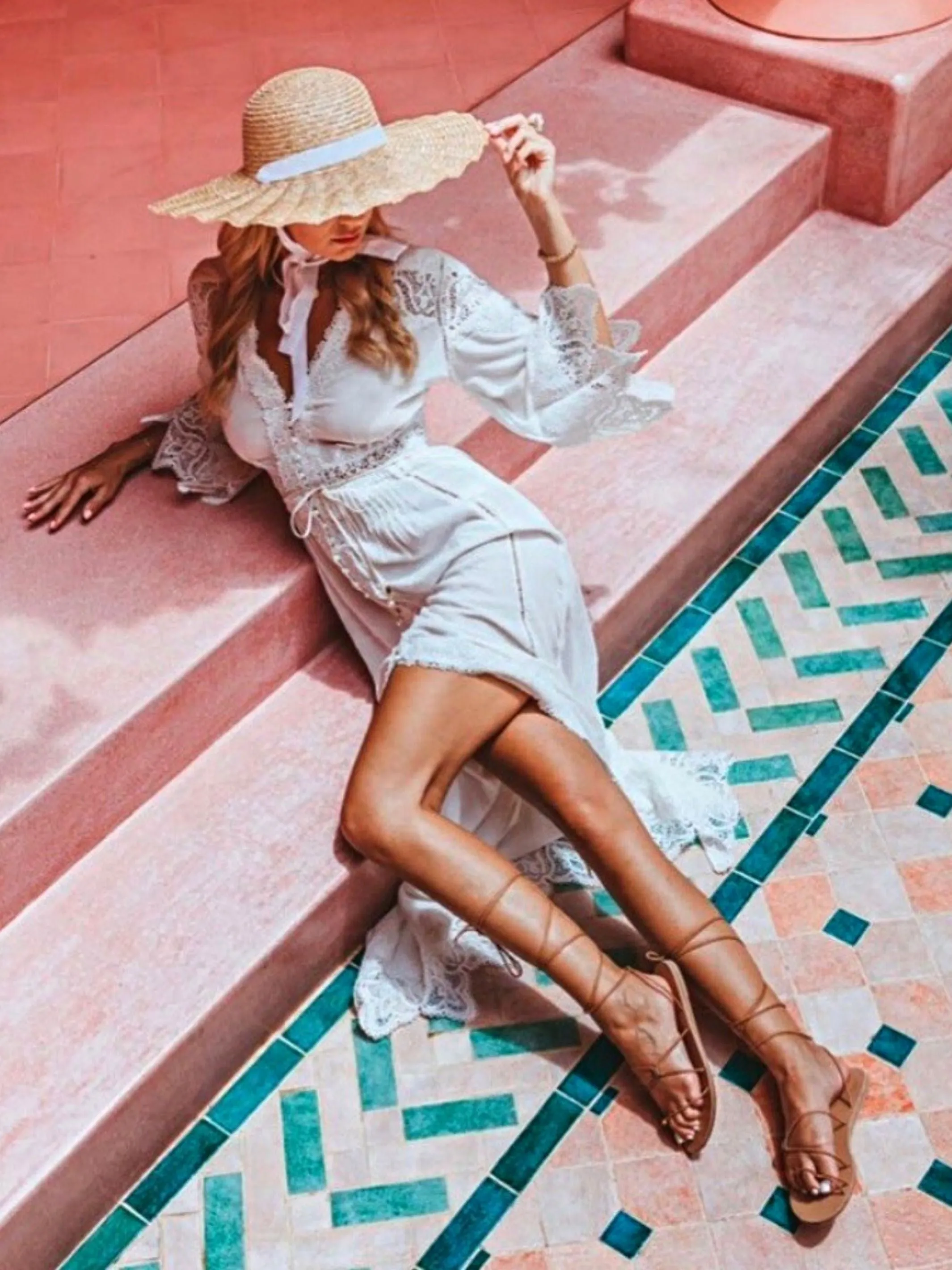 Moroccan Lace White Dress
