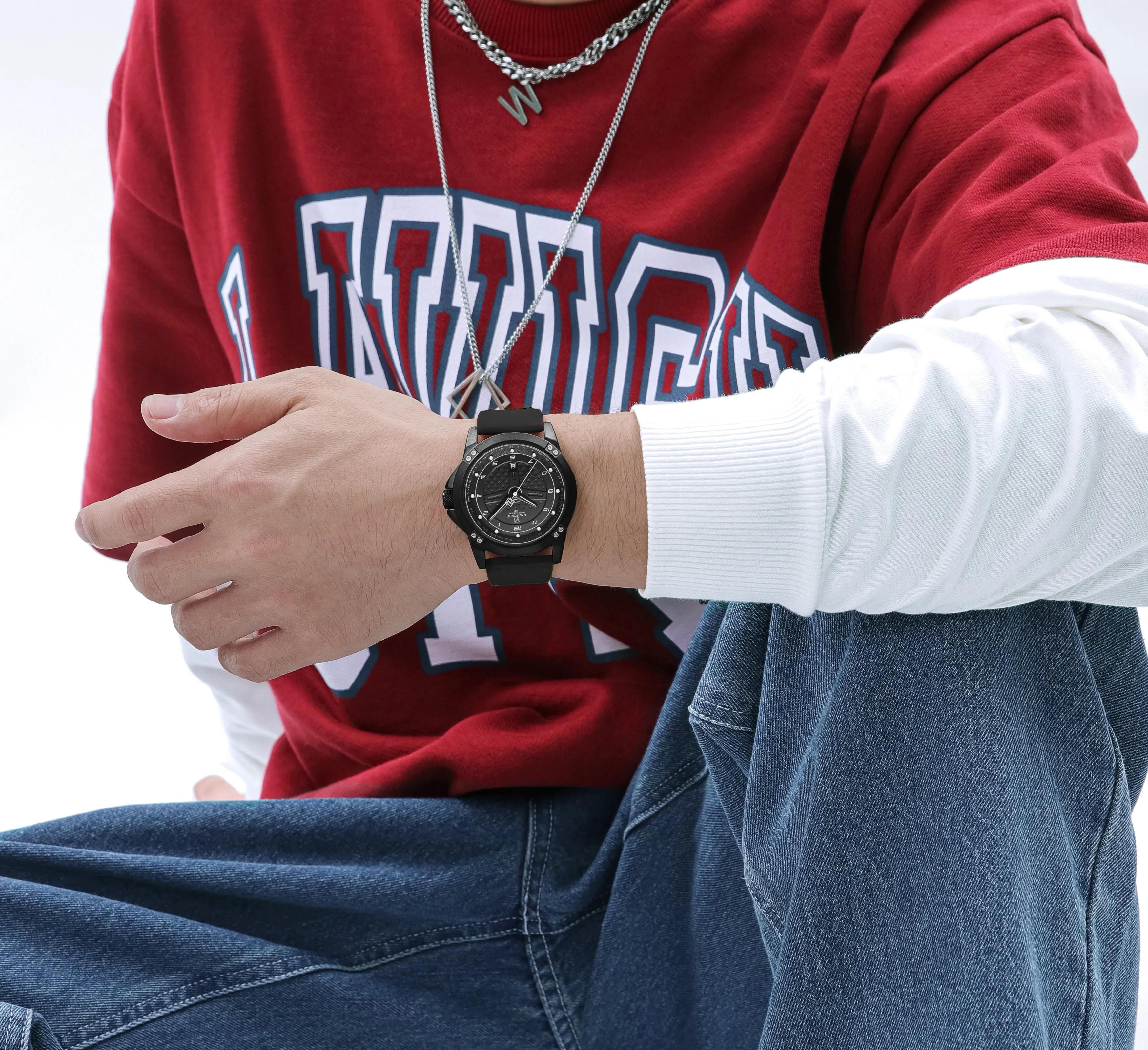 NAVIFORCE 8031 Luxury customized watch for men Quartz Wristwatches Fumed Silica Leather casual Reloj Hombre
