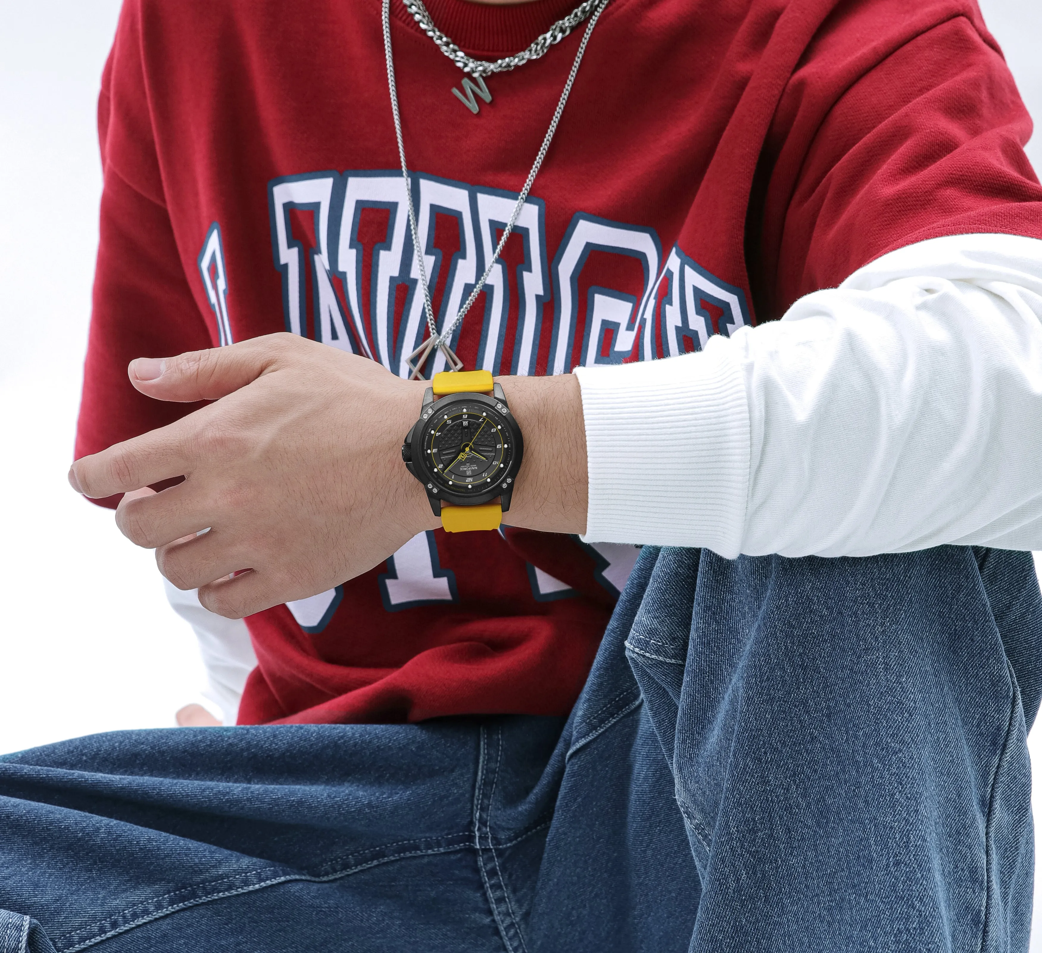 NAVIFORCE 8031 Luxury customized watch for men Quartz Wristwatches Fumed Silica Leather casual Reloj Hombre