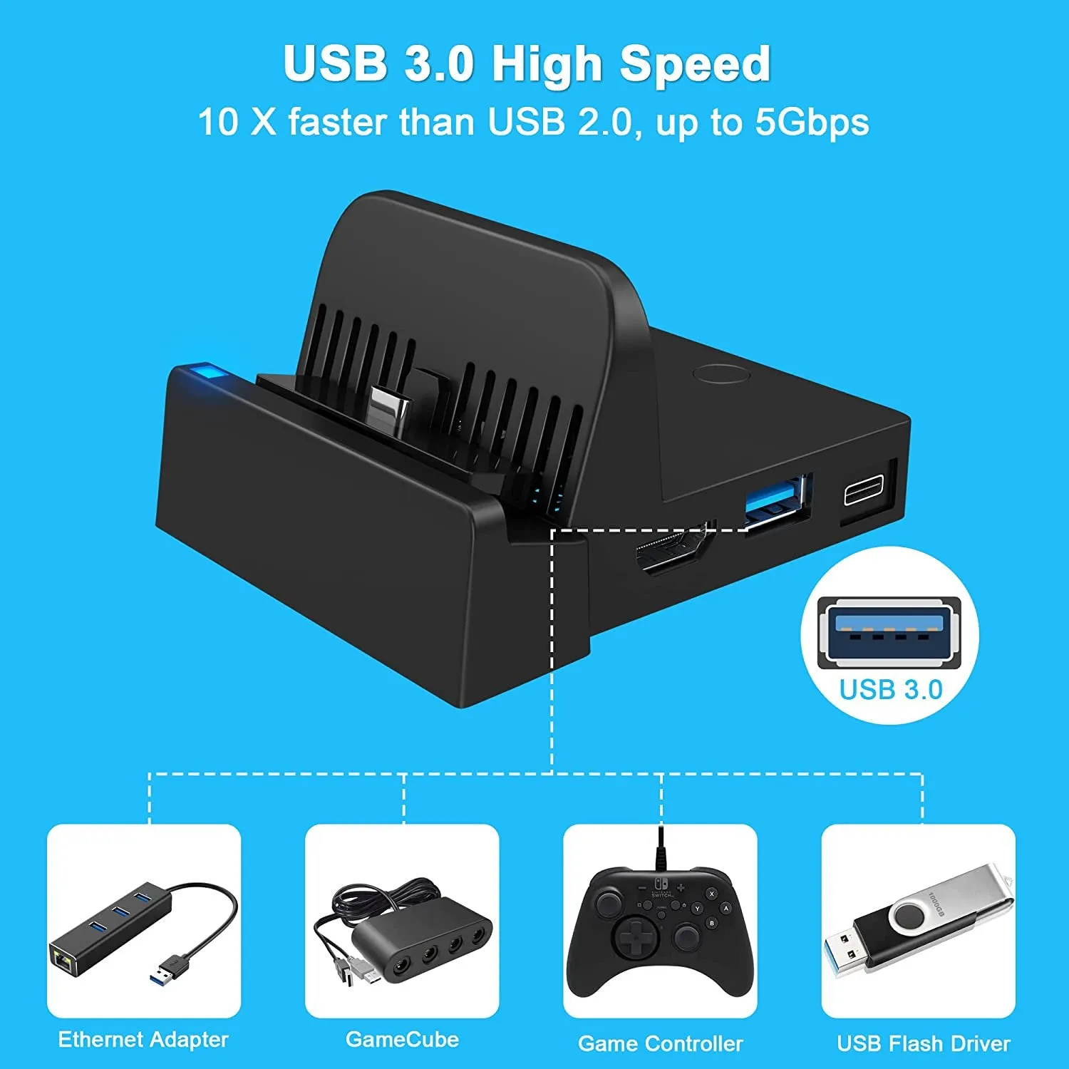 Nitendo Switch Oled TV Dock Station Portable Charging Adapter