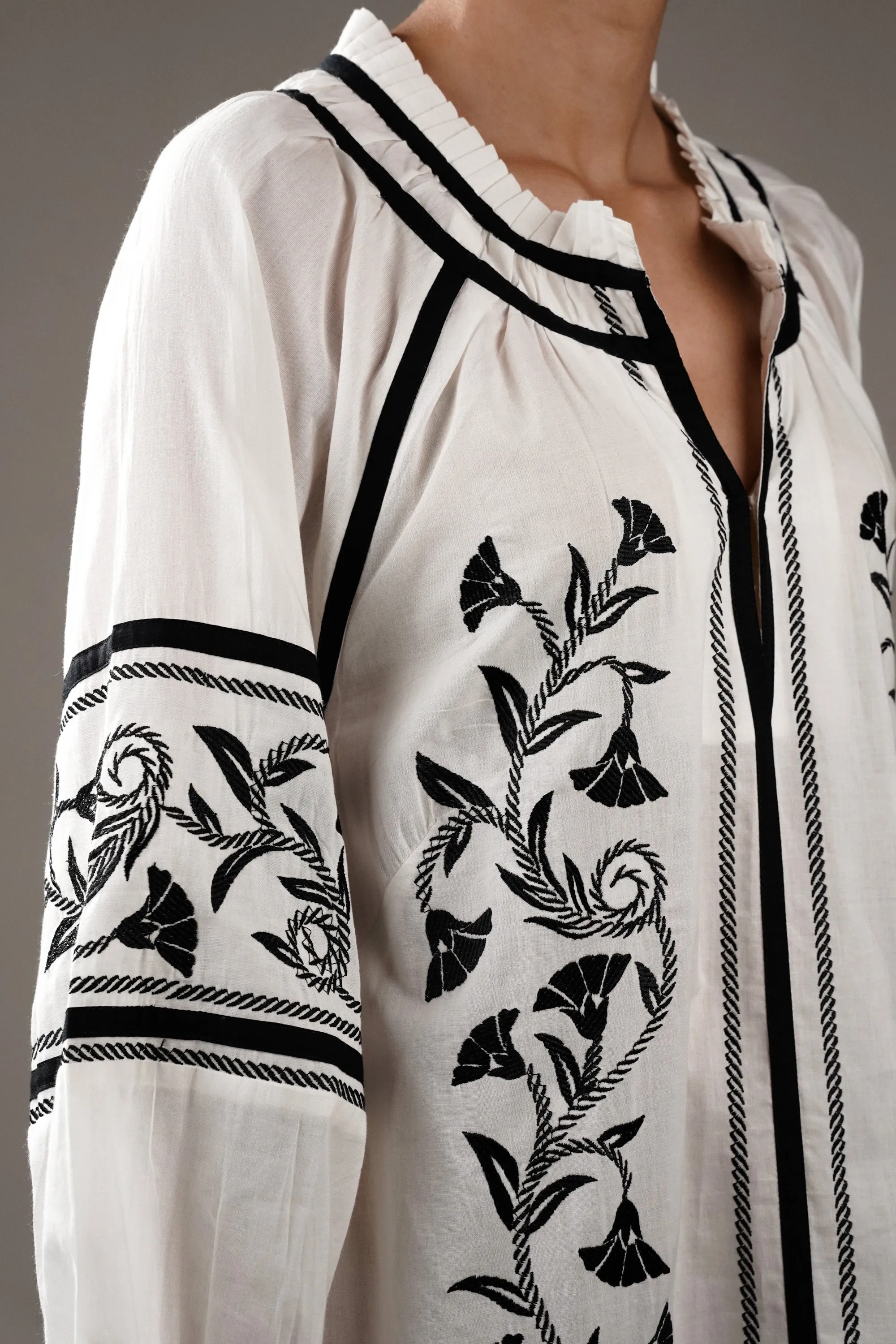 Off-White Embroidered Cotton Dress
