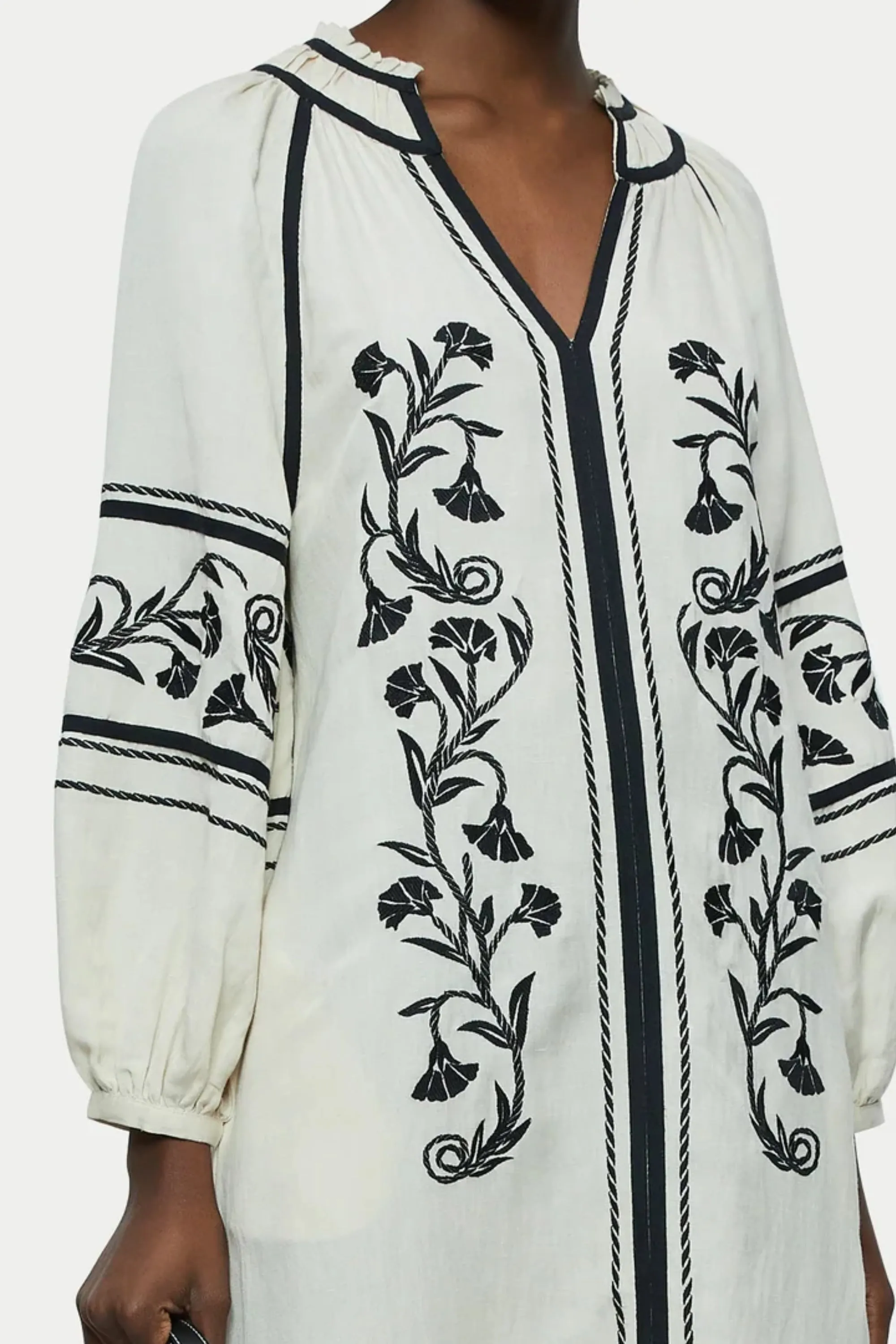 Off-White Embroidered Cotton Dress