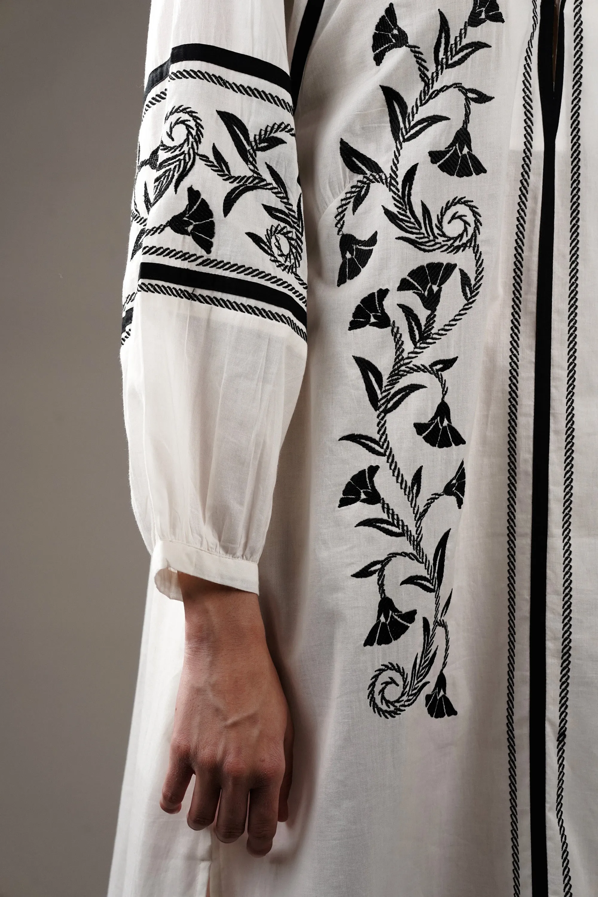 Off-White Embroidered Cotton Dress