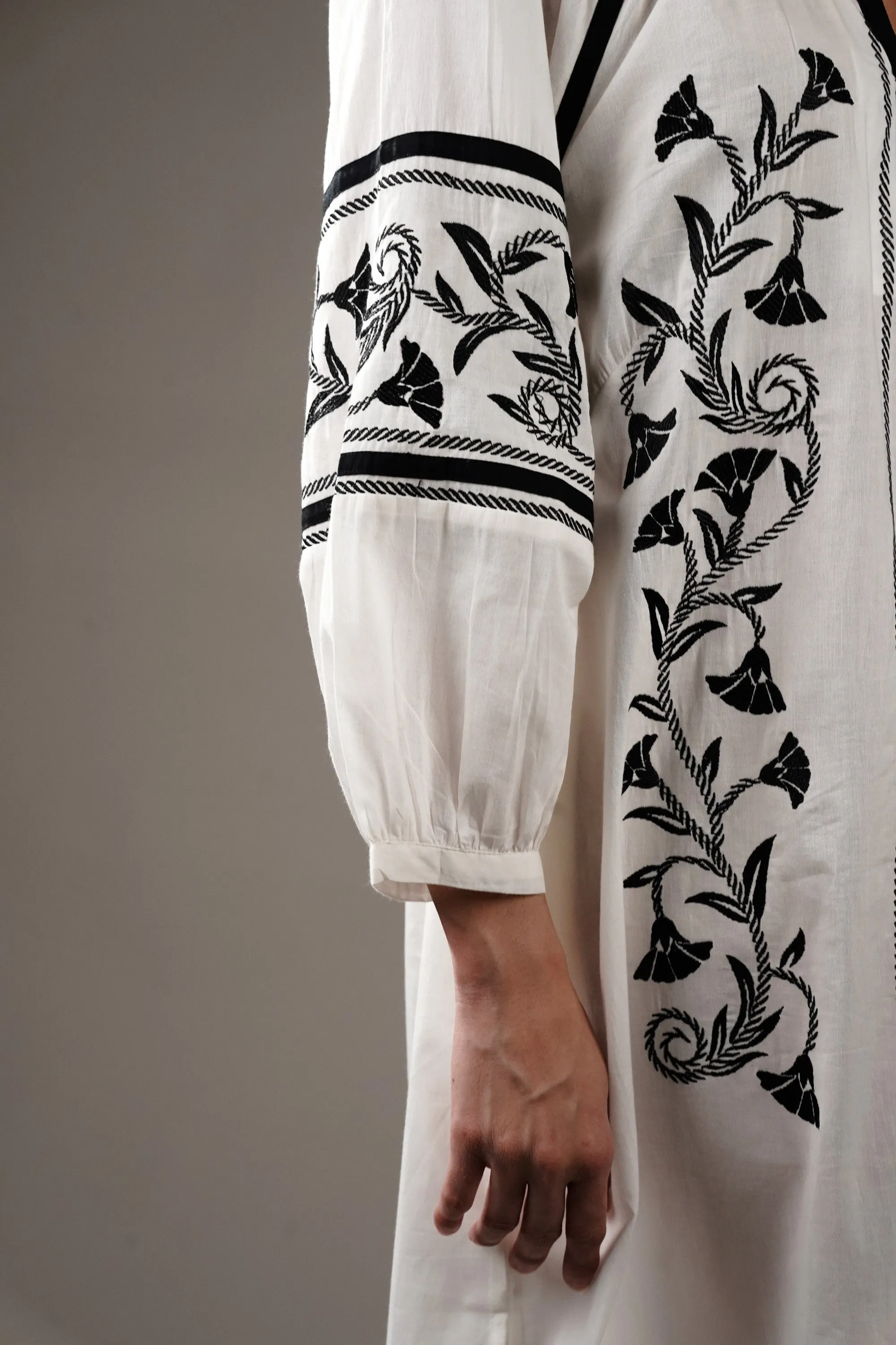 Off-White Embroidered Cotton Dress