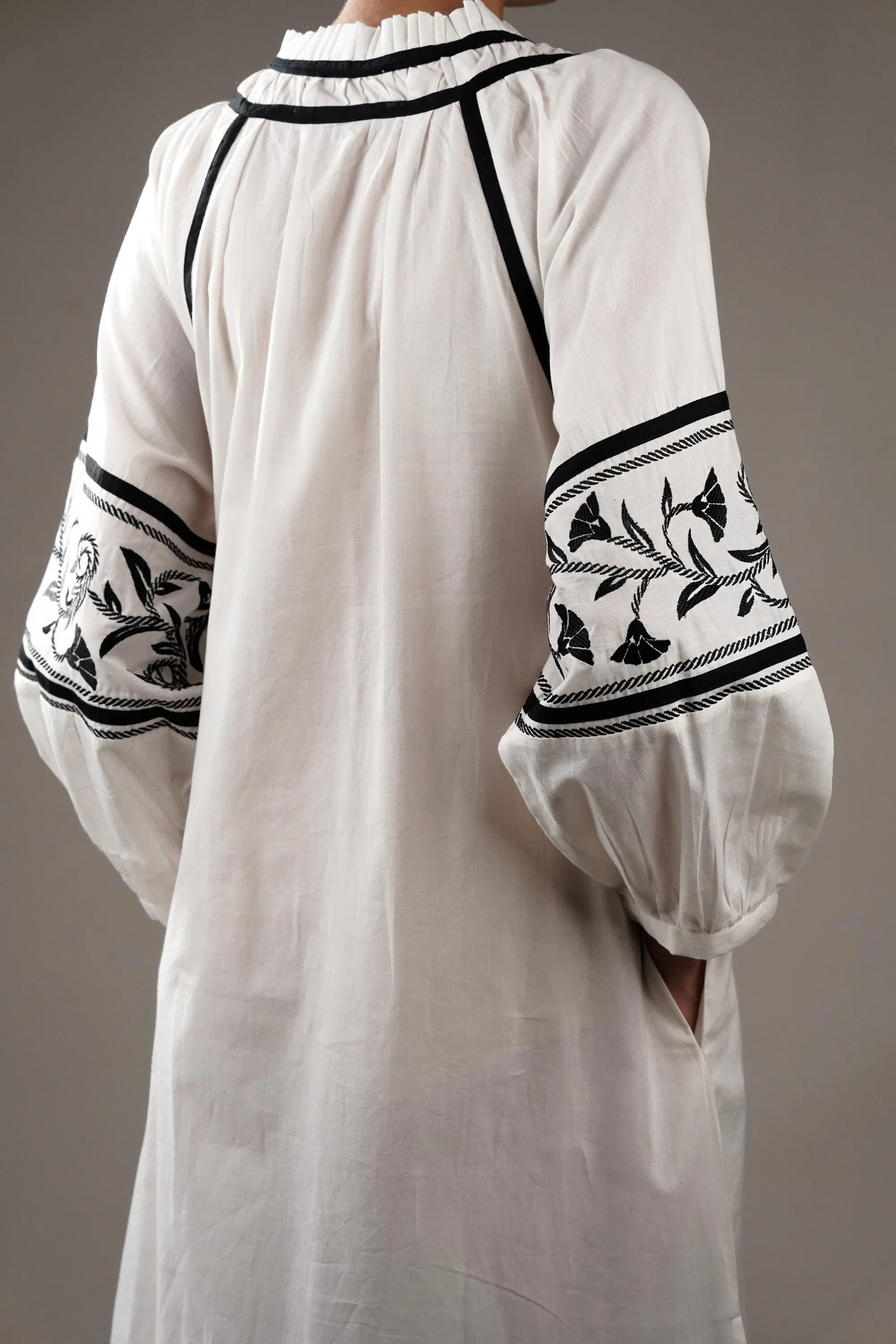 Off-White Embroidered Cotton Dress