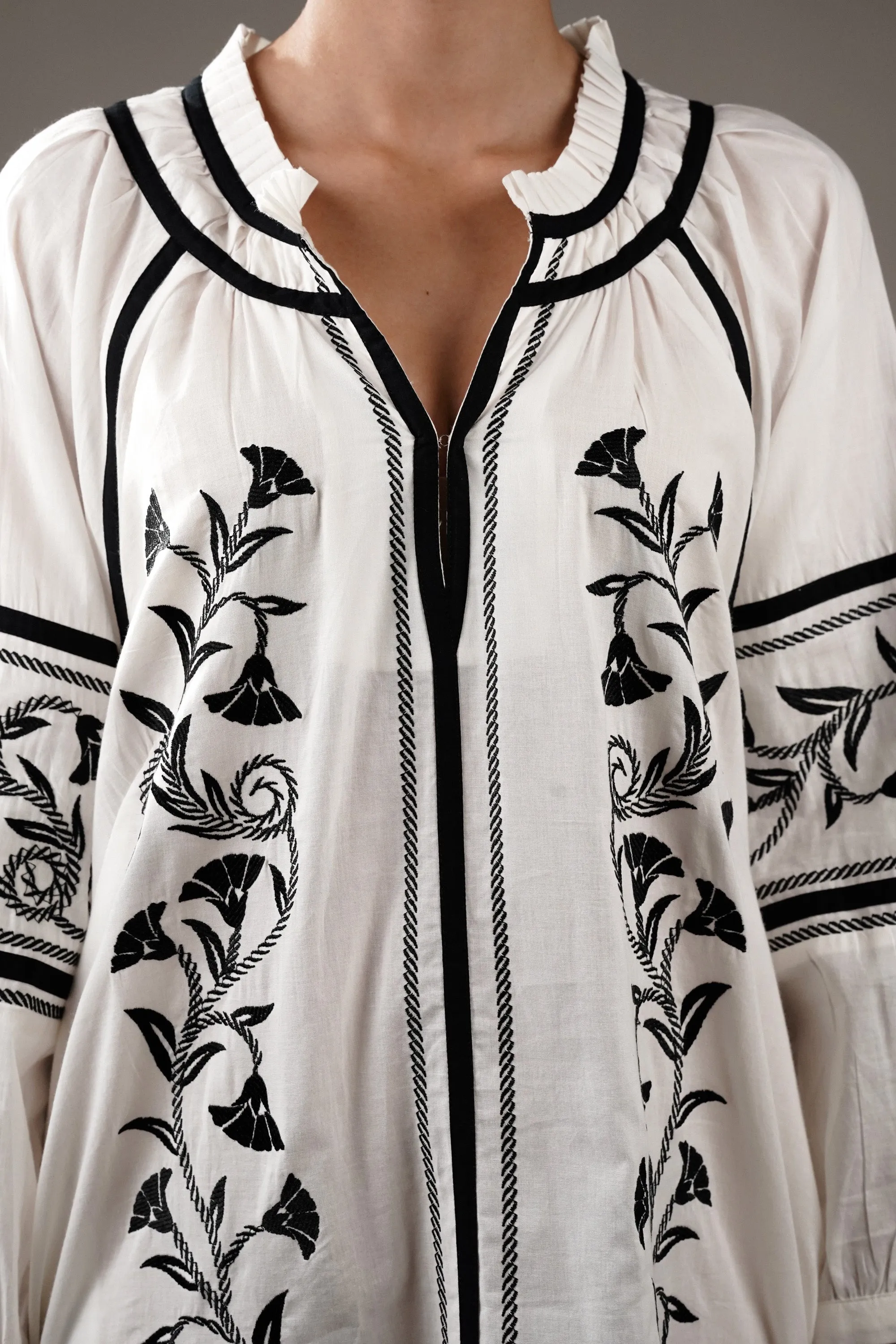 Off-White Embroidered Cotton Dress