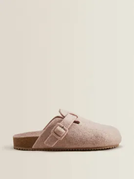 Pink buckled slippers