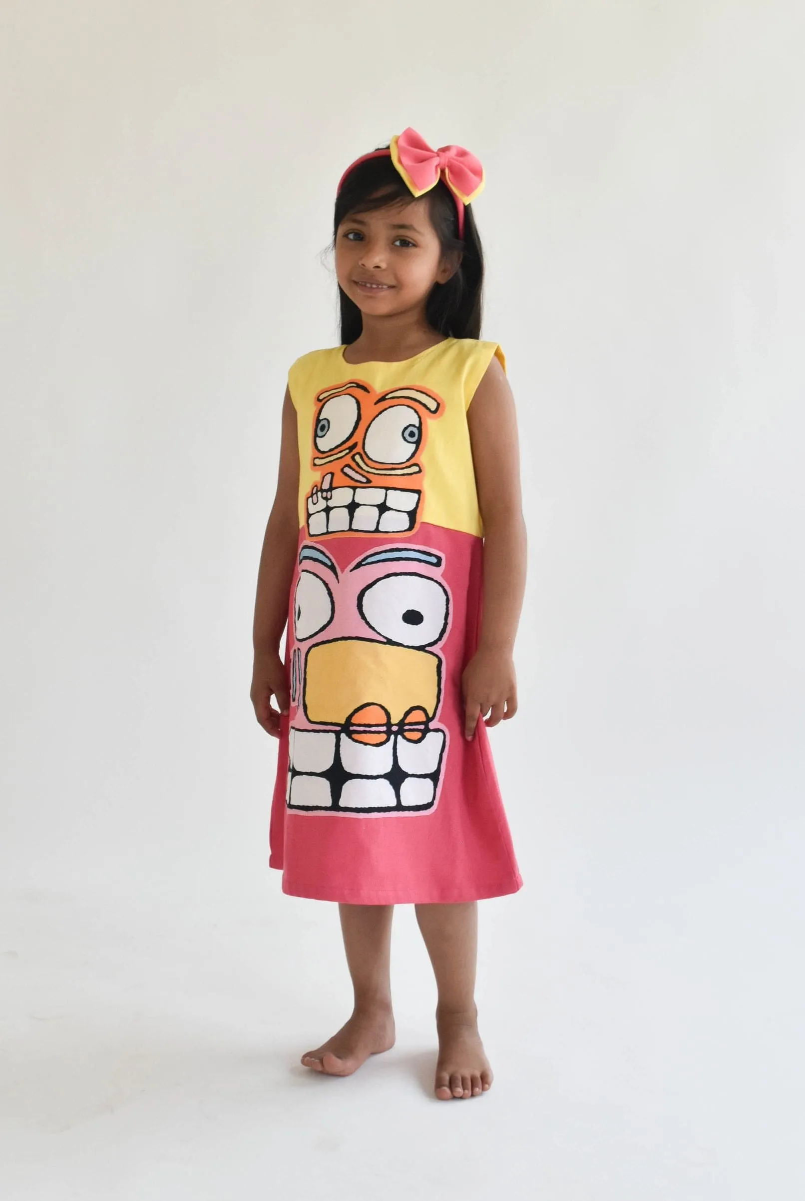 Pre Order:  Yellow and Pink Linen Dress