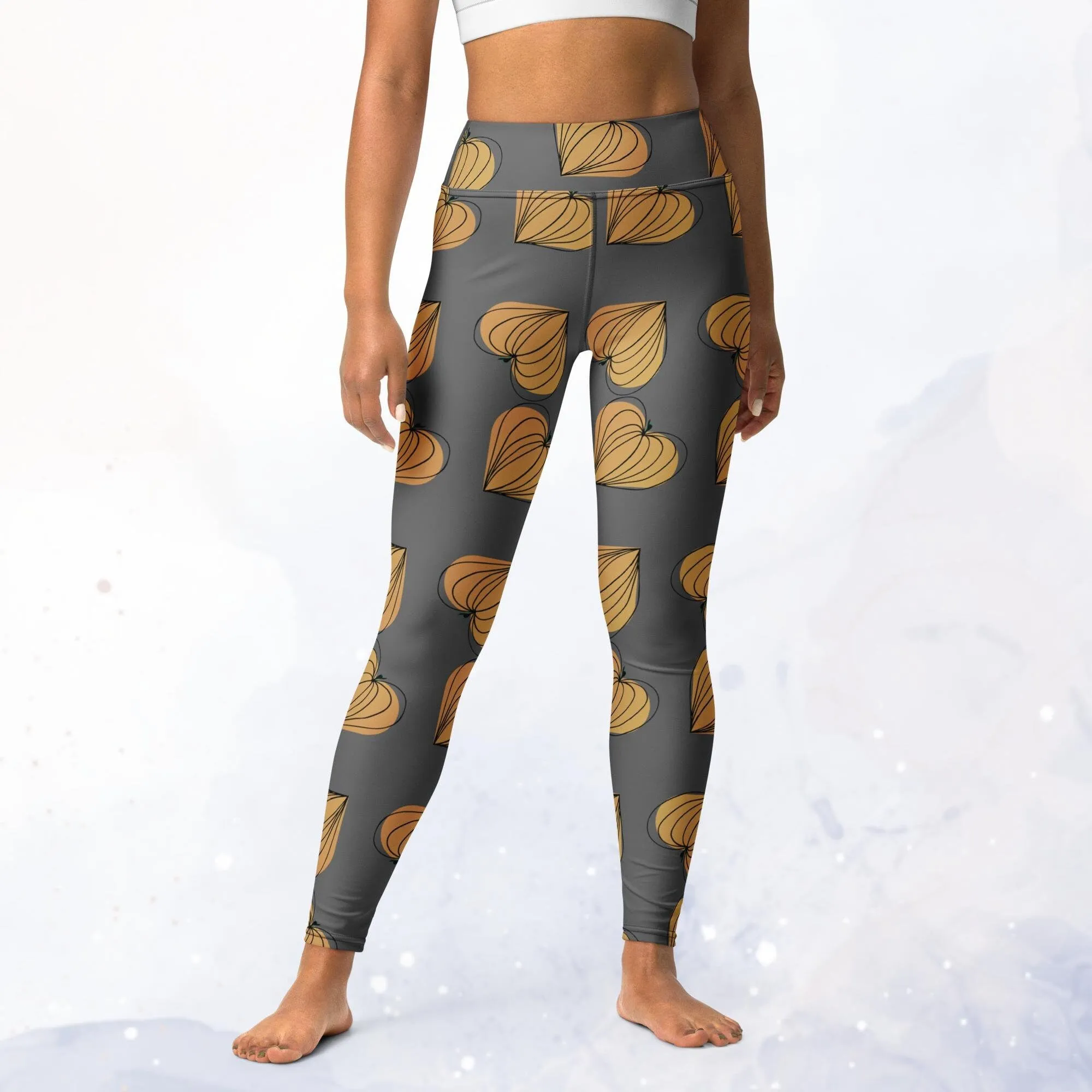 Pumpkin Hearts Gray Leggings