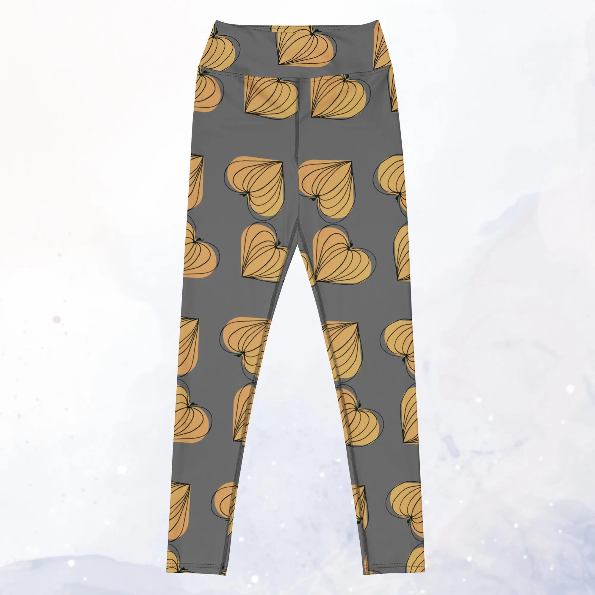 Pumpkin Hearts Gray Leggings