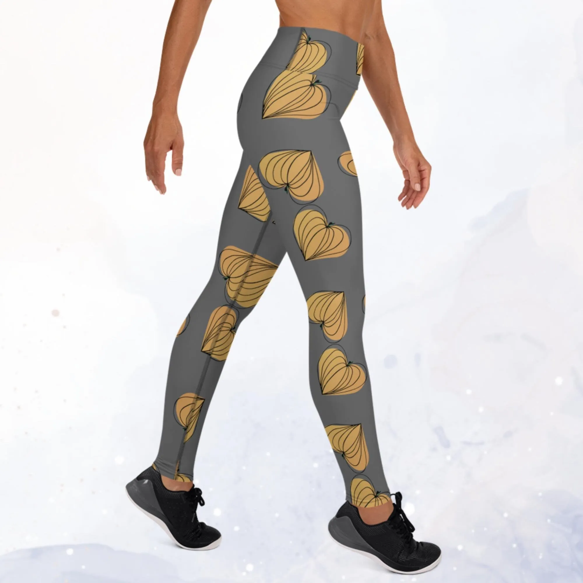 Pumpkin Hearts Gray Leggings