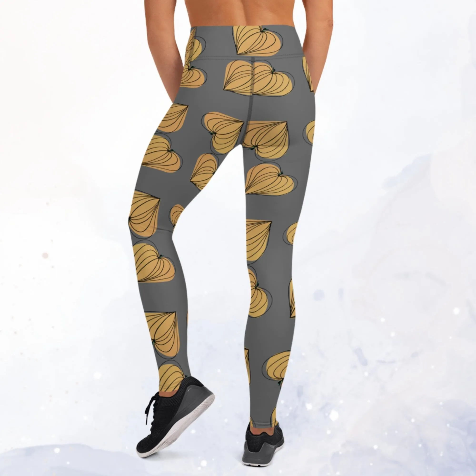 Pumpkin Hearts Gray Leggings