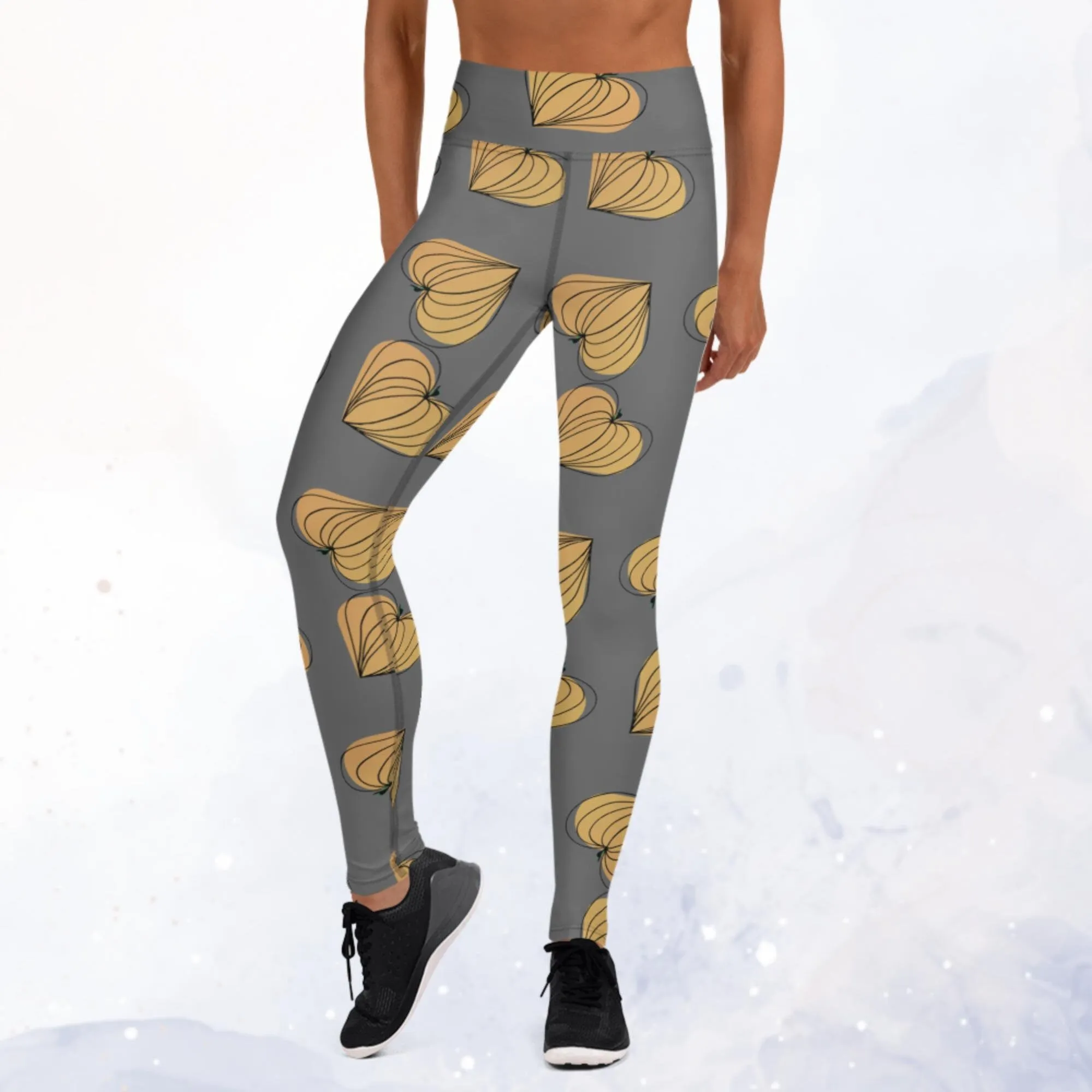 Pumpkin Hearts Gray Leggings