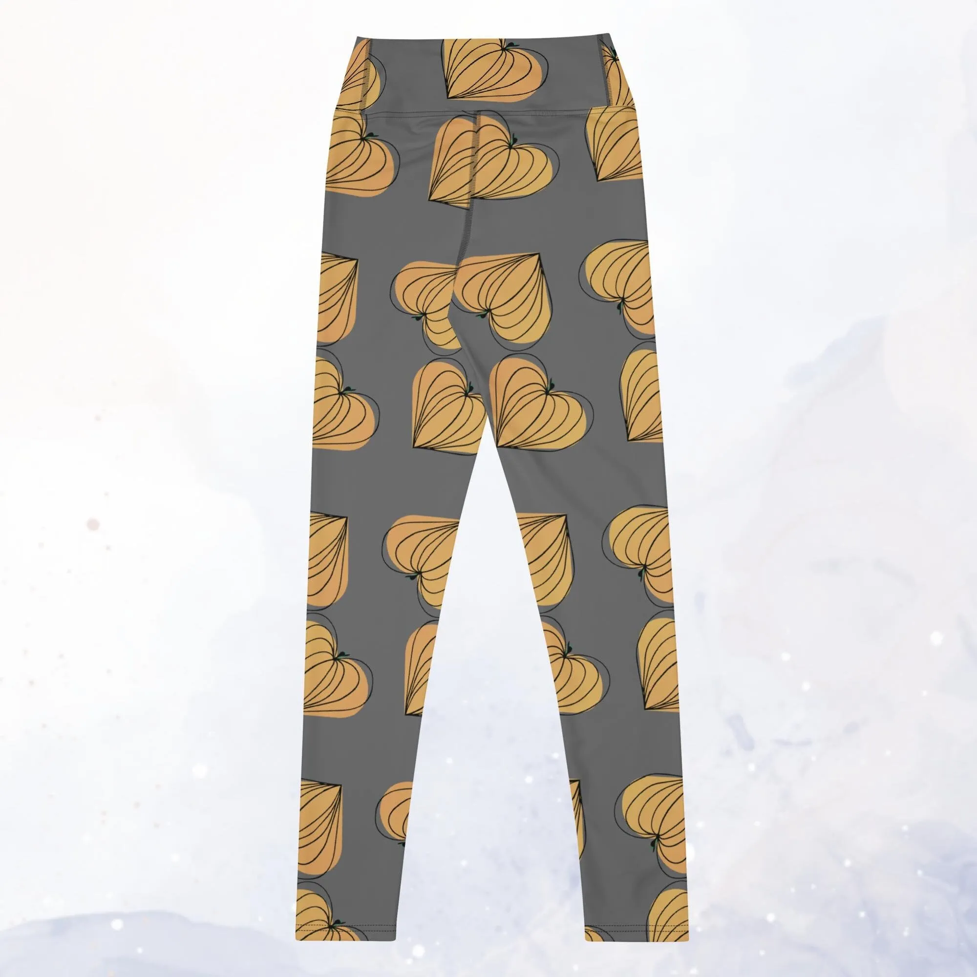 Pumpkin Hearts Gray Leggings