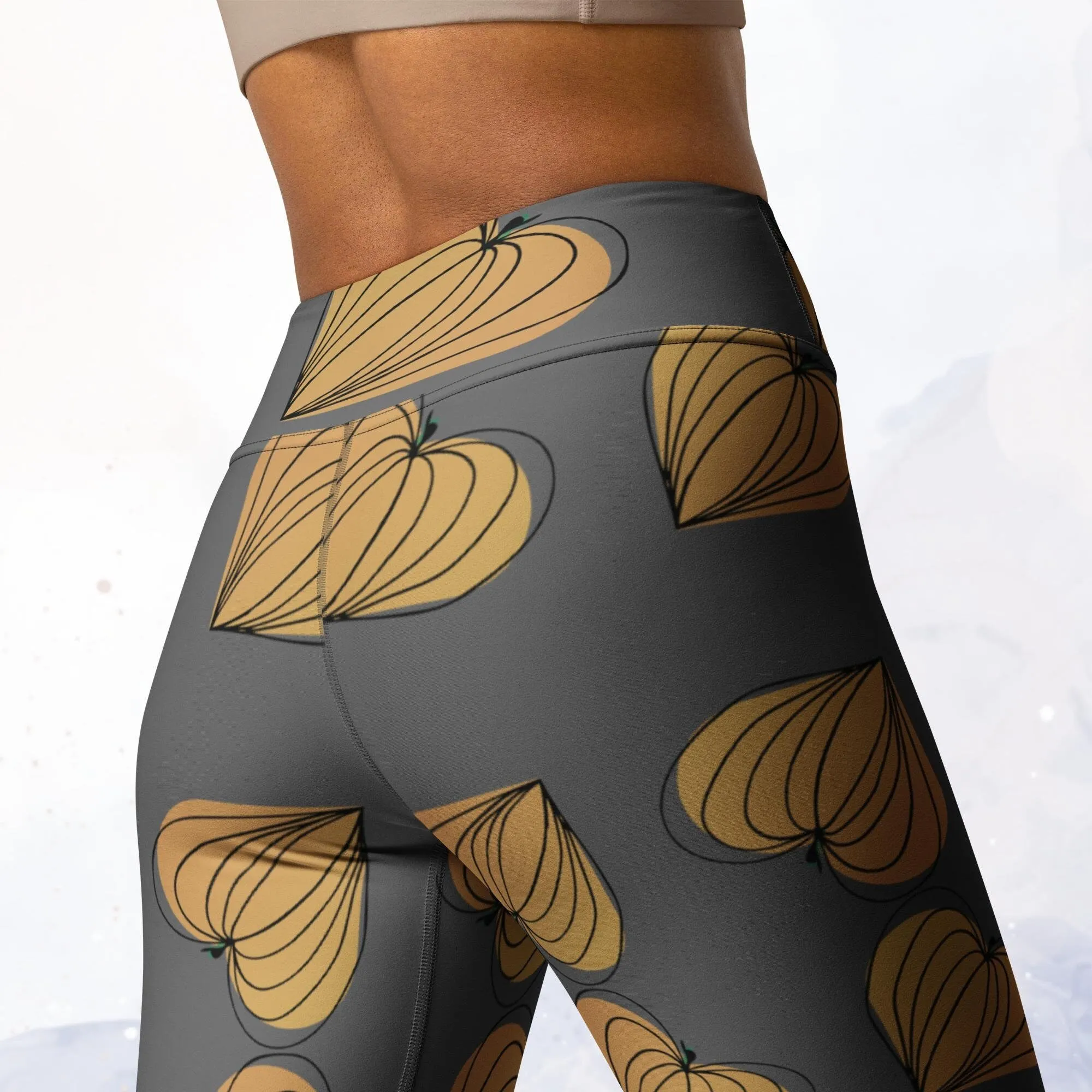 Pumpkin Hearts Gray Leggings
