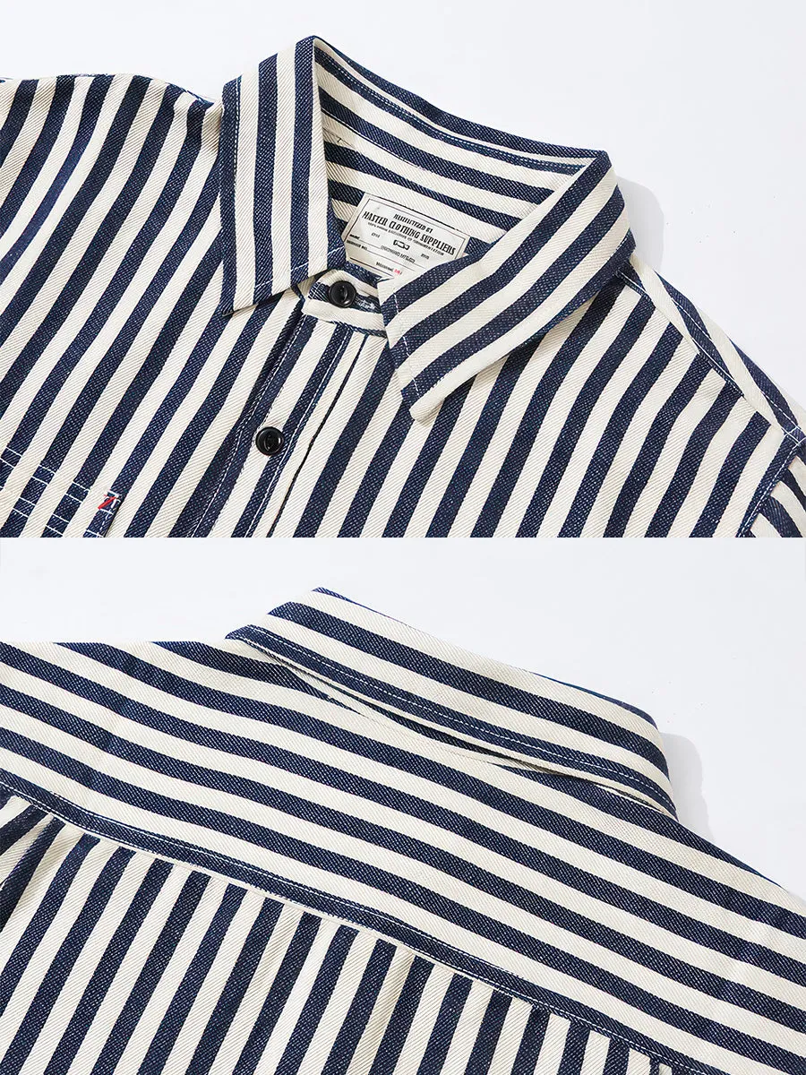 Pure Cotton Retro Style Striped Shirt