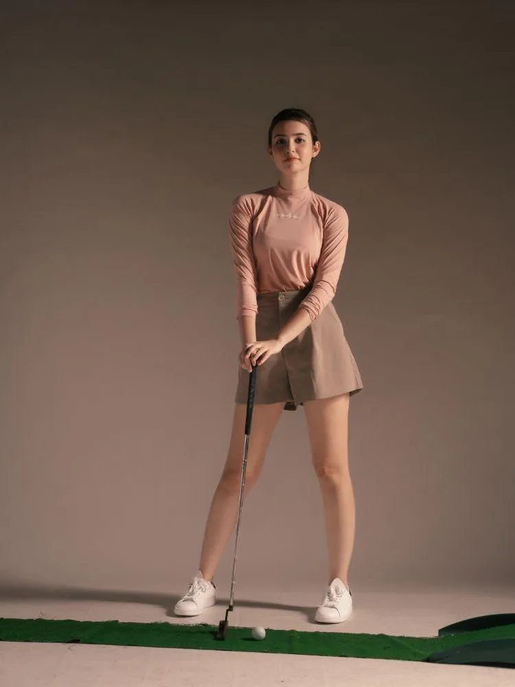 Softouch Long Sleeve Mock Neck Tee - Pink