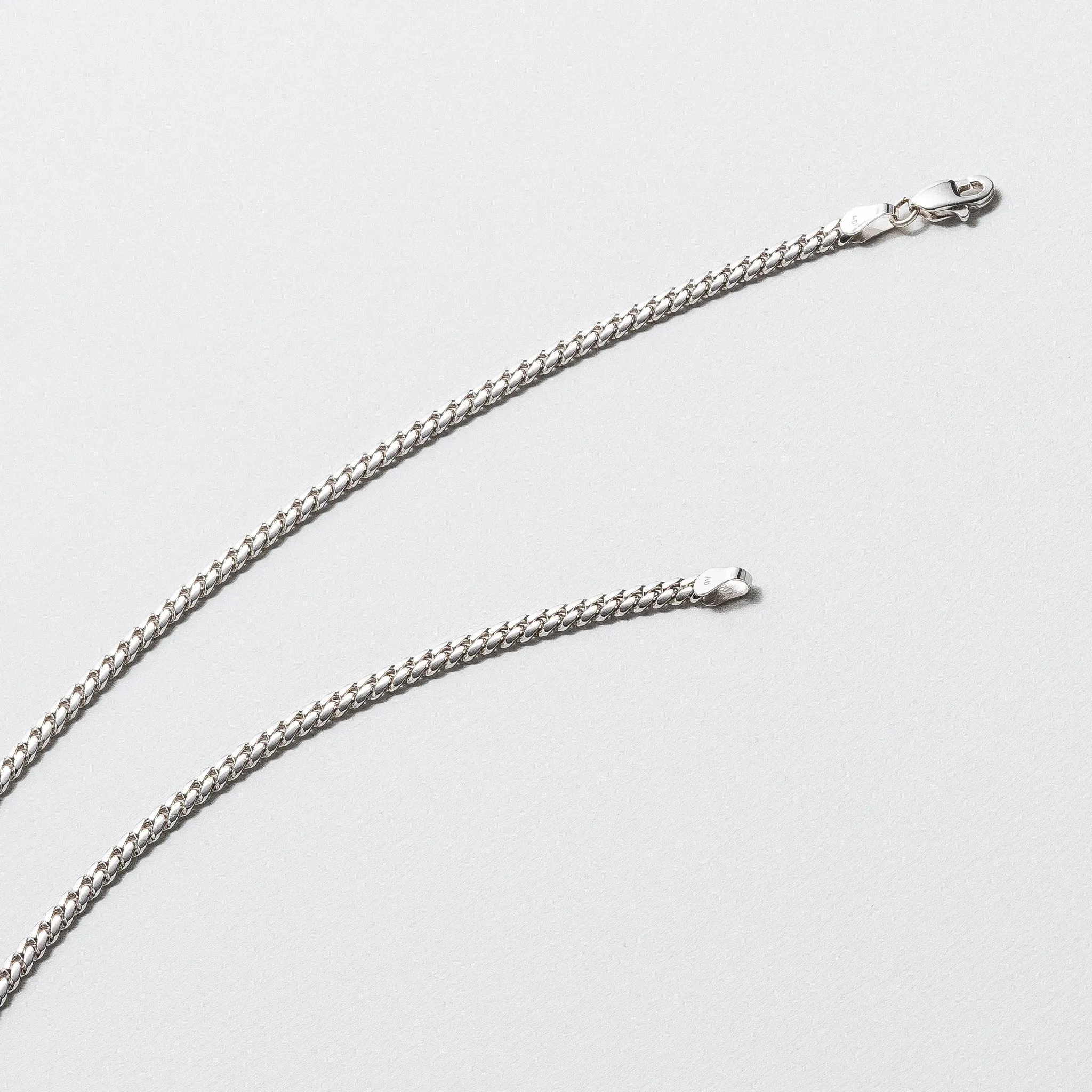 White Gold Curb Chain - Polished 3.3mm